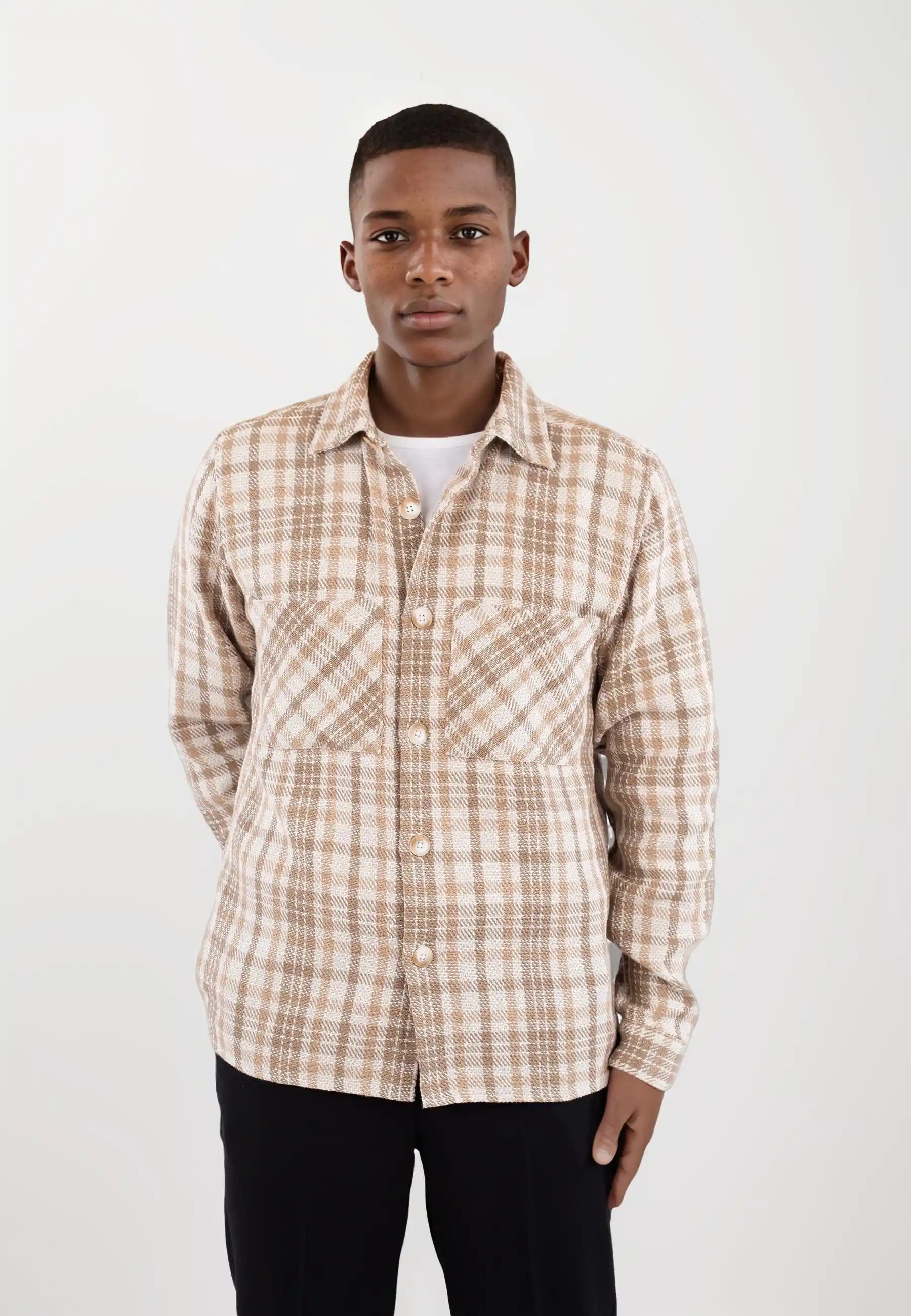 Micah checked overshirt - Beige