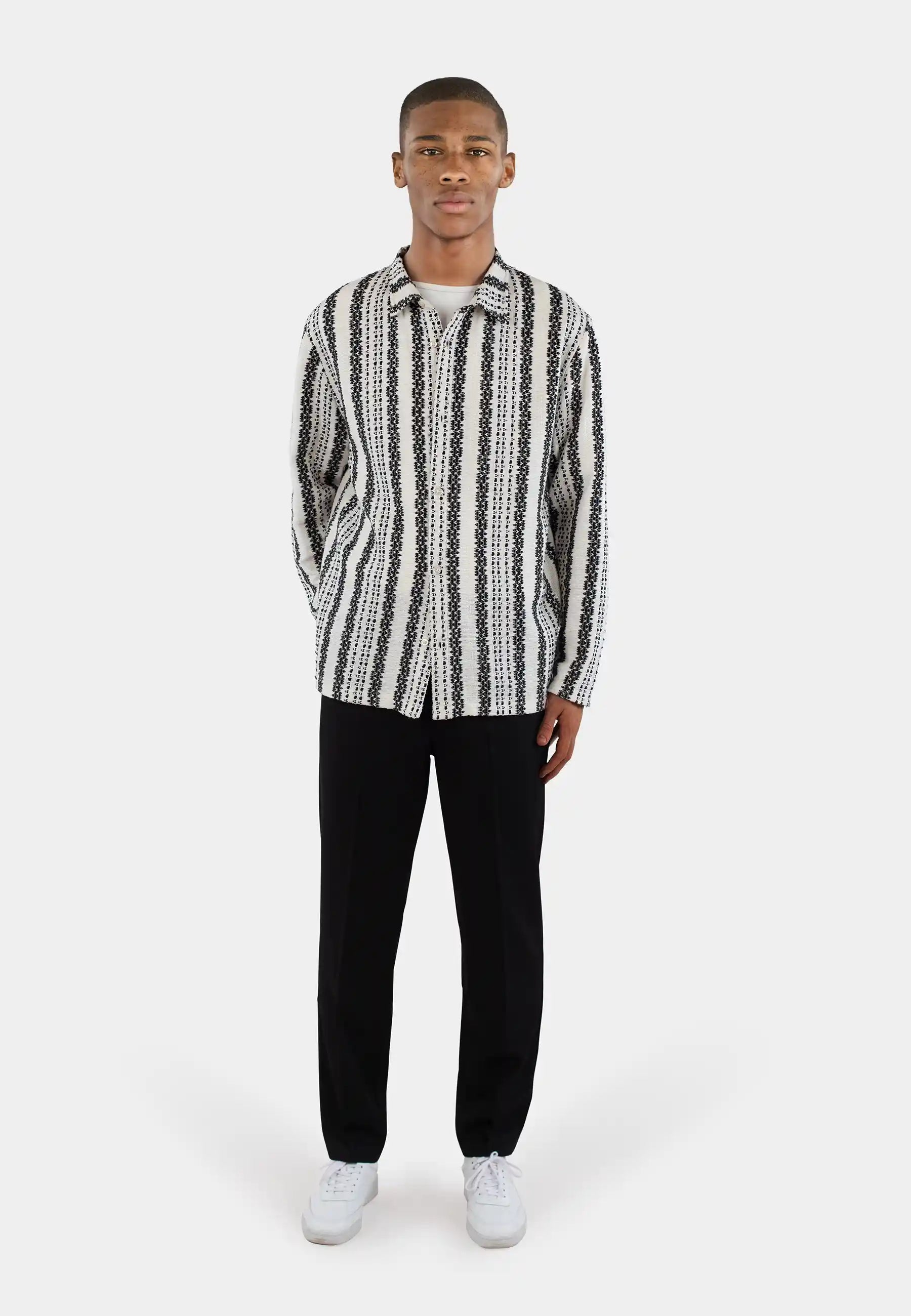 Kirk crochet overshirt - Striped black