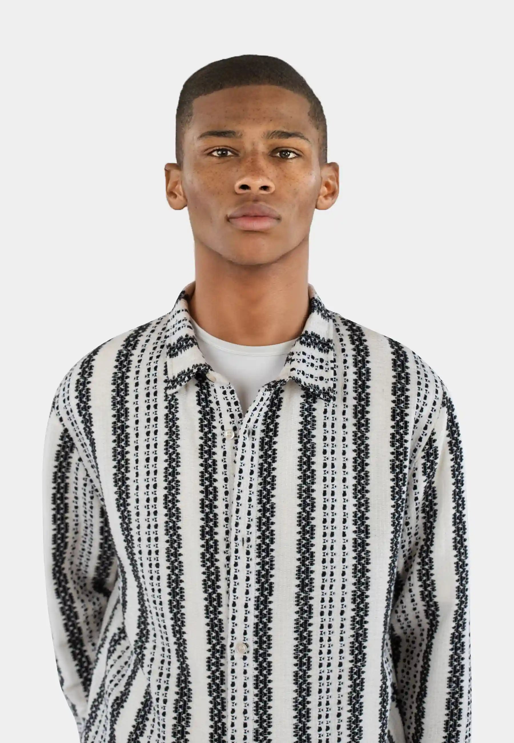 Kirk crochet overshirt - Striped black