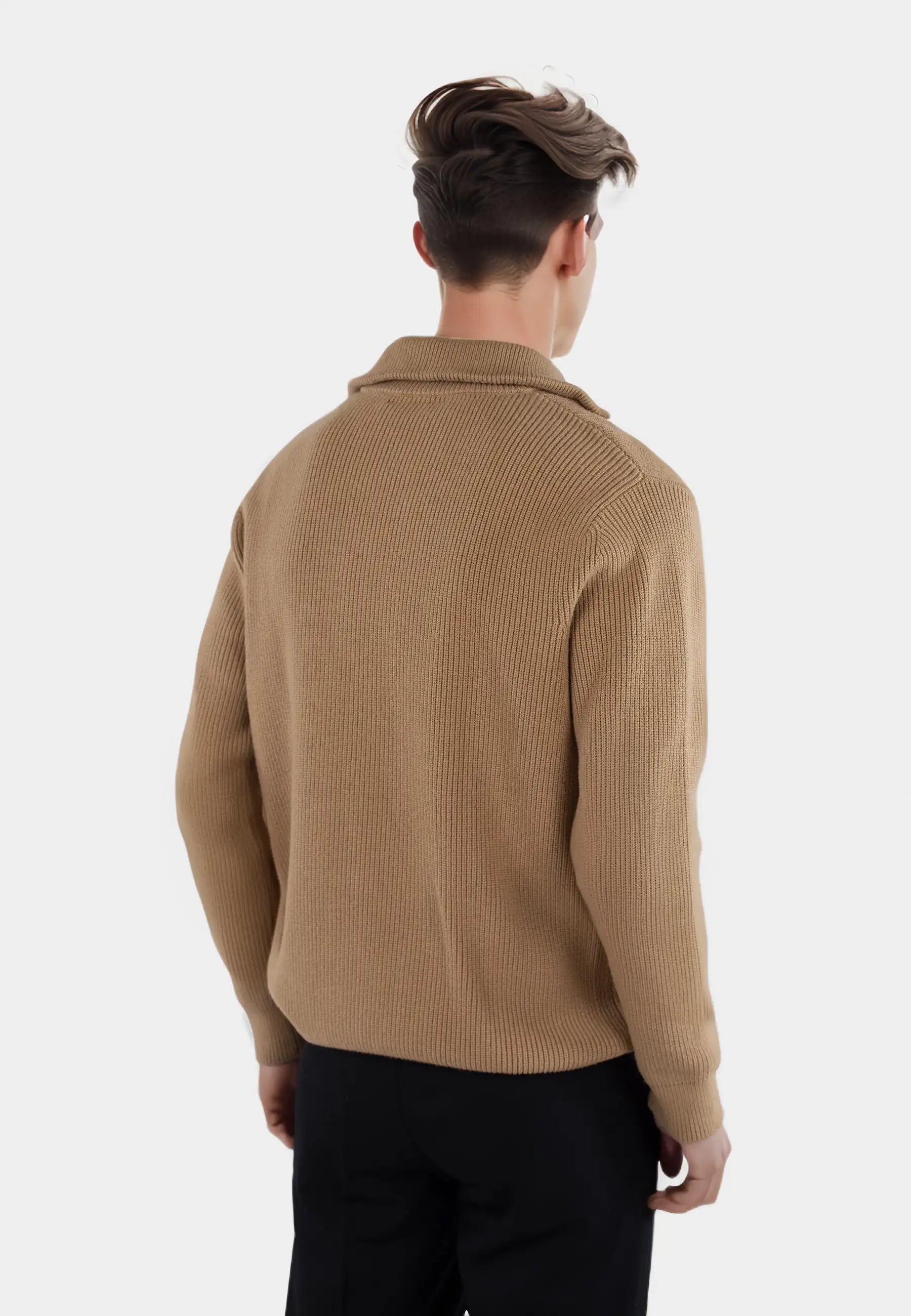 Reuben knitted half zip - Tan