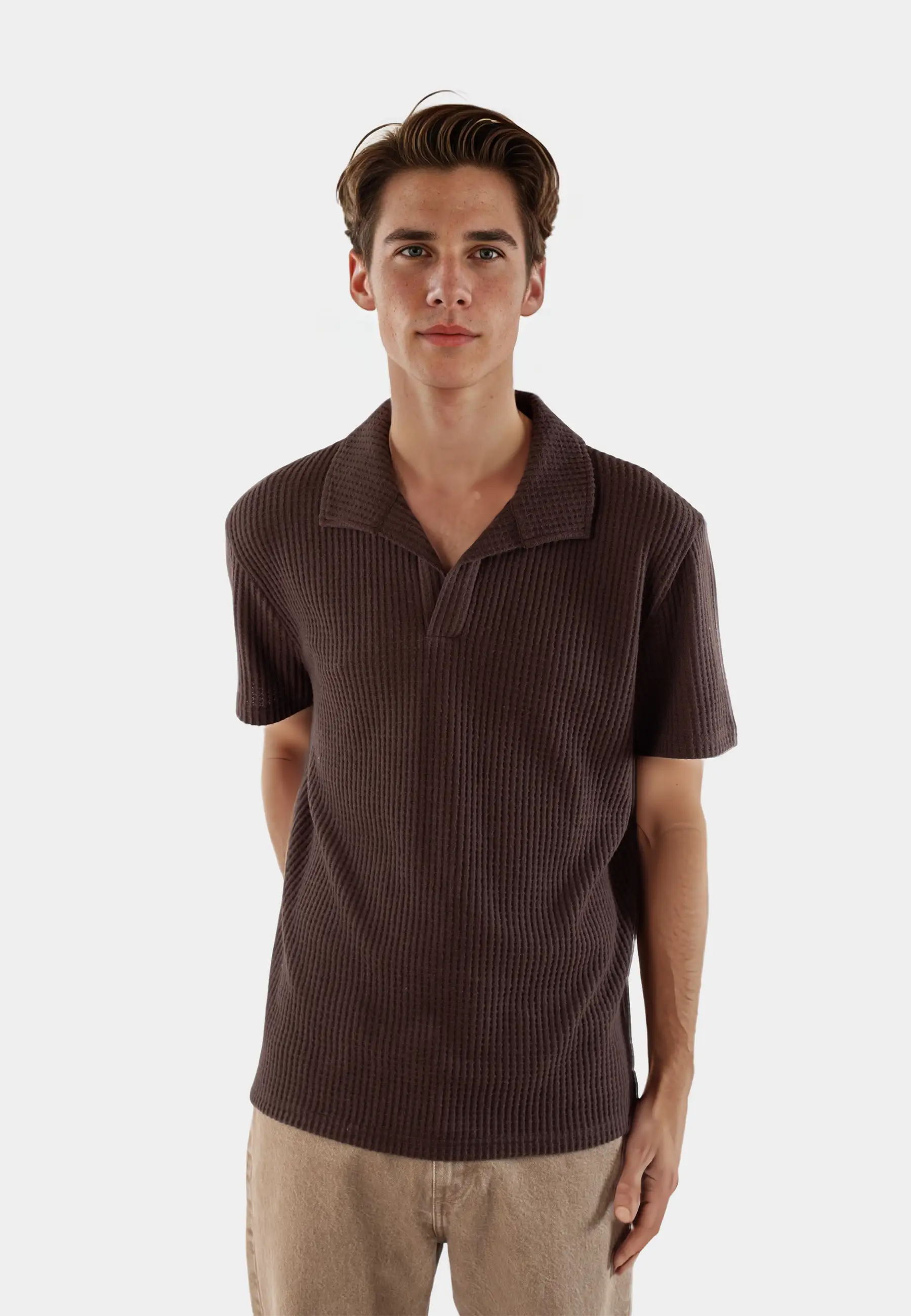 Nelson knitted polo - Brown