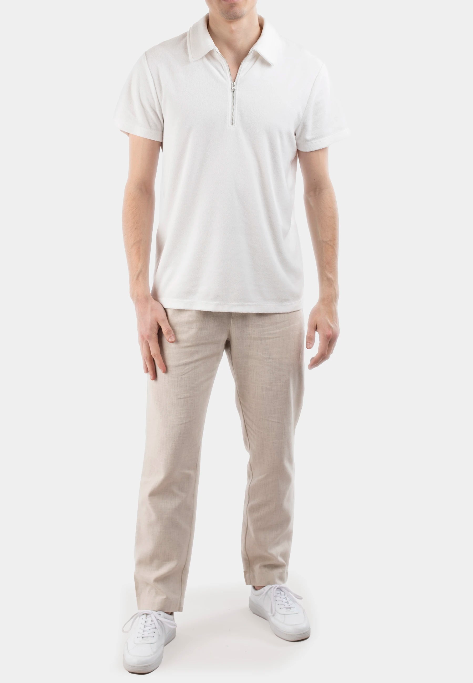 Cay terry half zip shirt - Off white