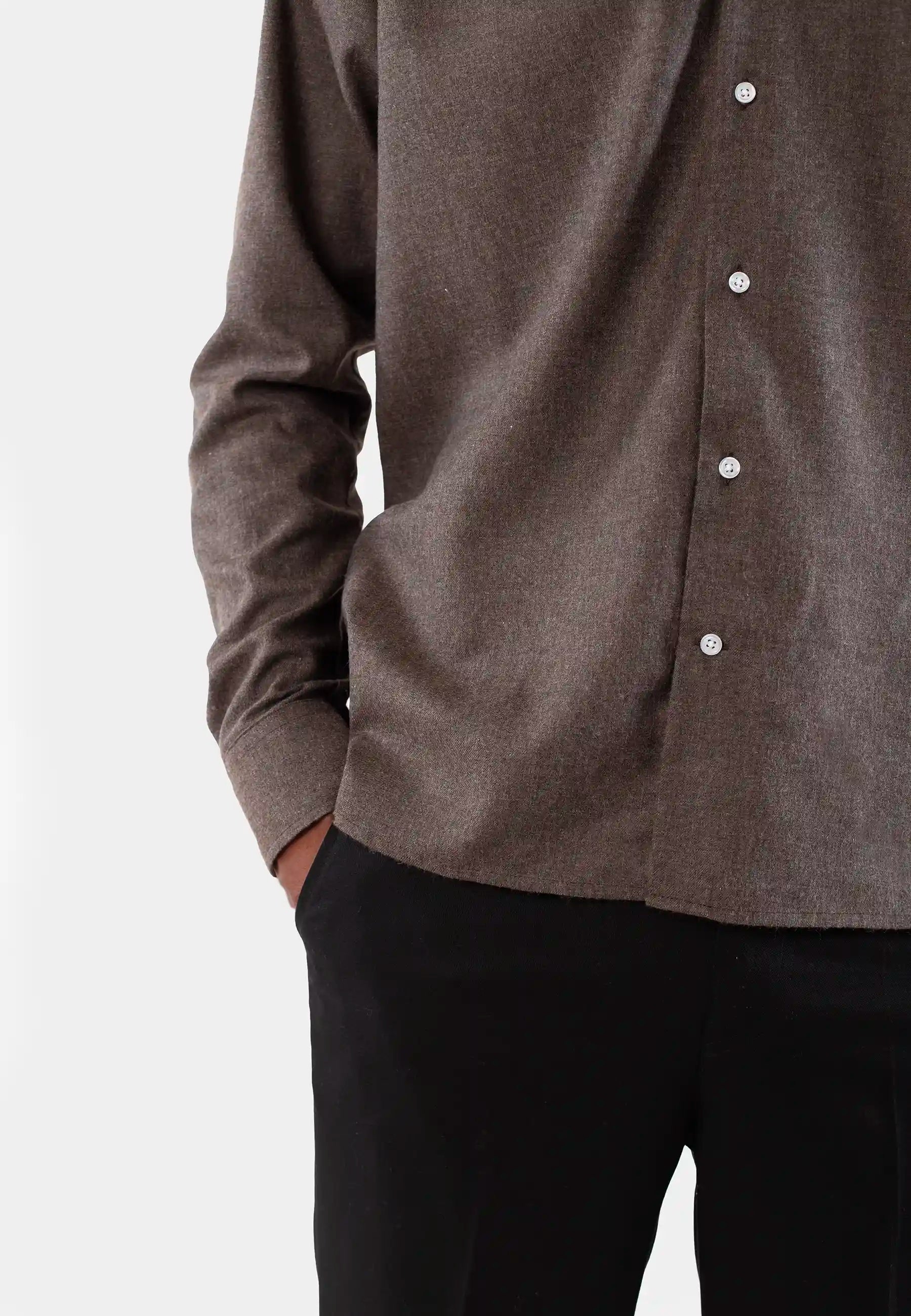 Shift /Ellipse/ brushed cotton shirt - Brown