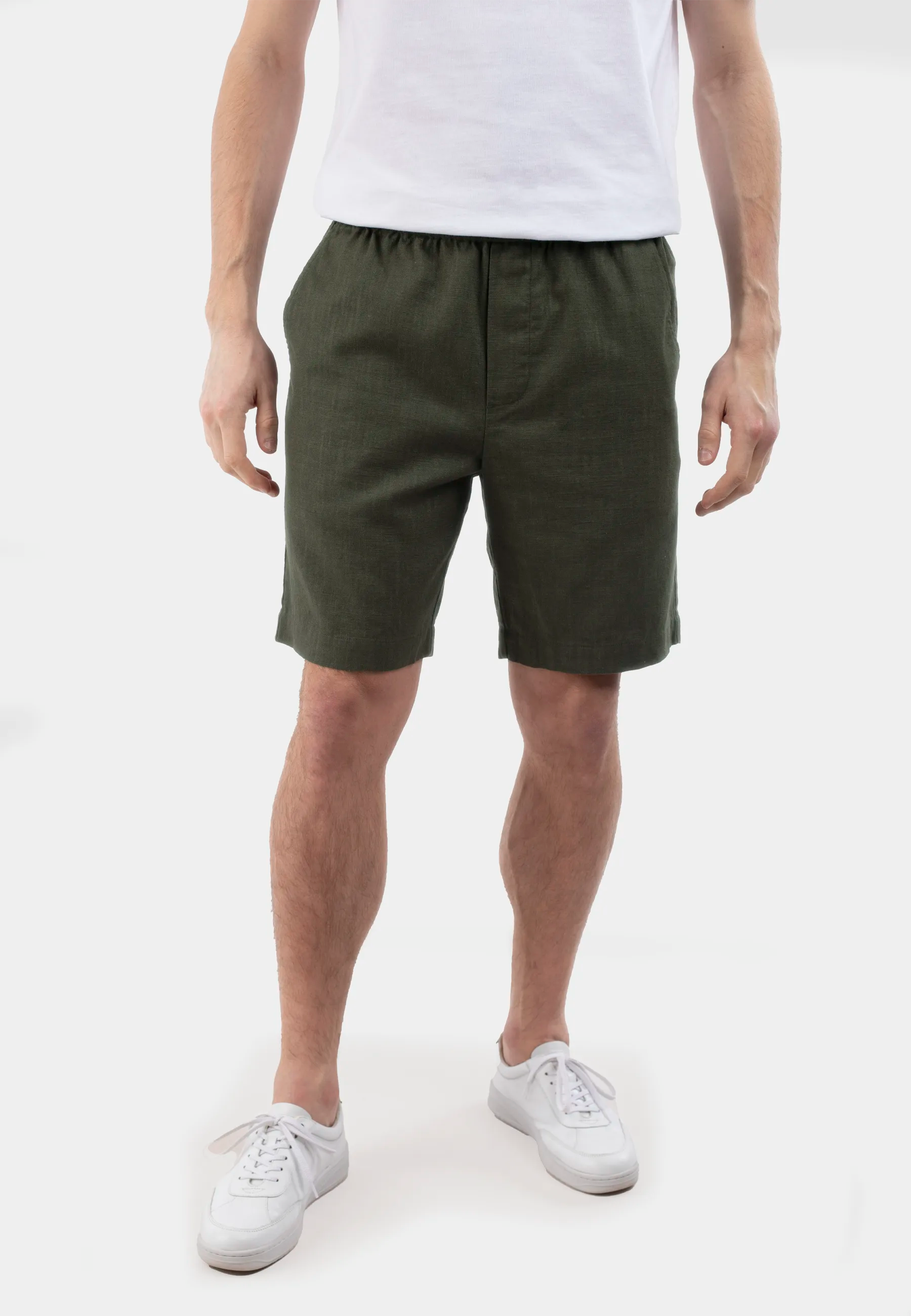 Mian linen shorts - Forest Green