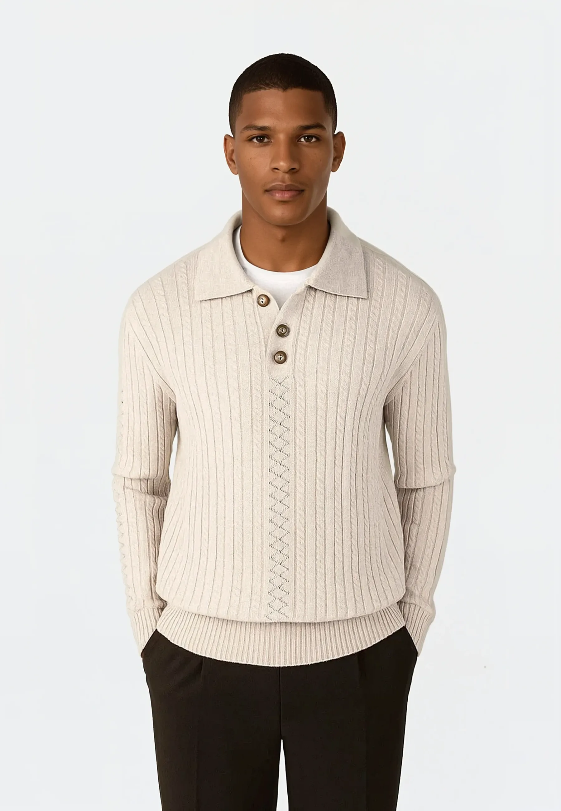 Jules knitted polo - Beige
