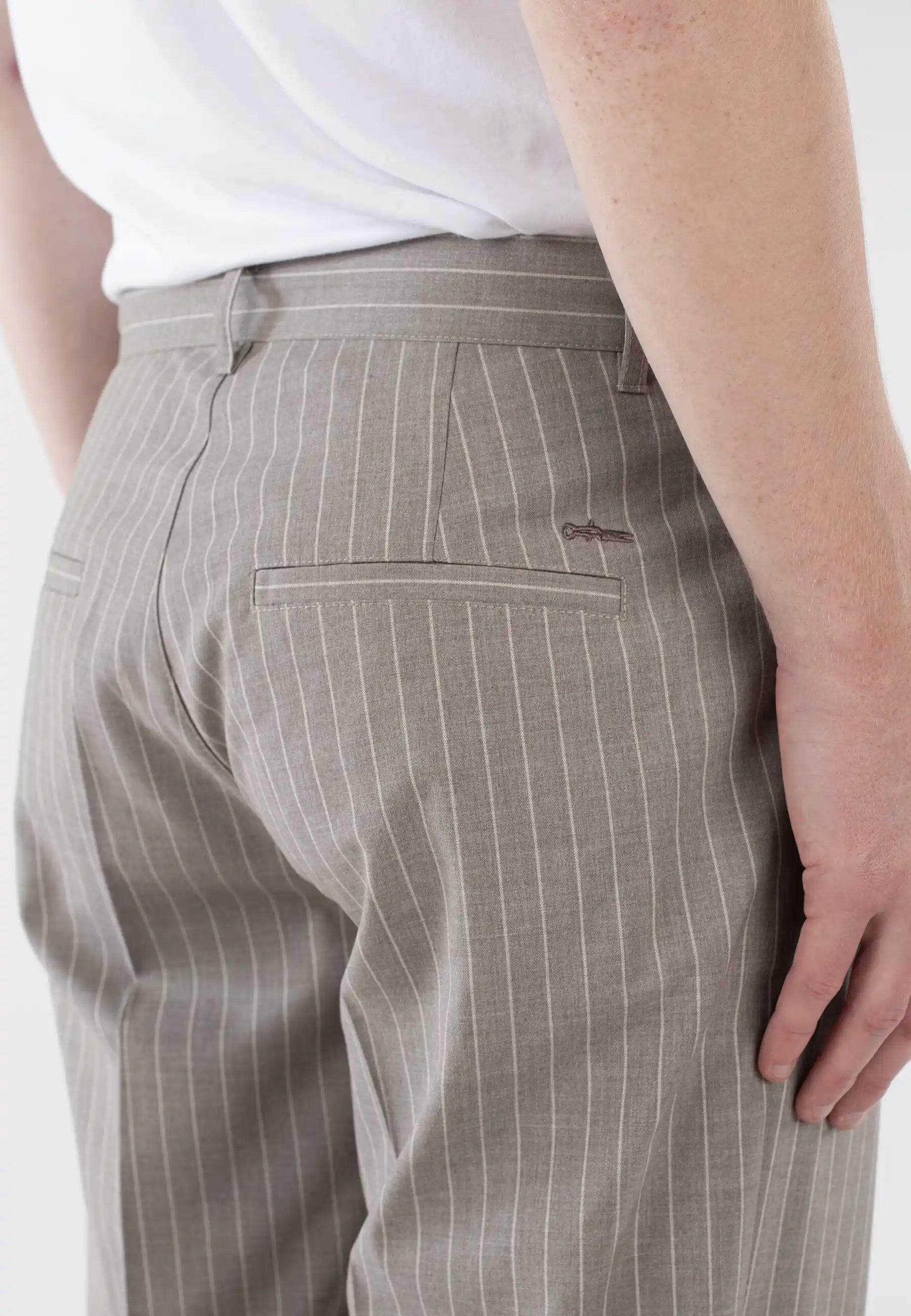 Landon suit trousers - Pinstripe Taupe
