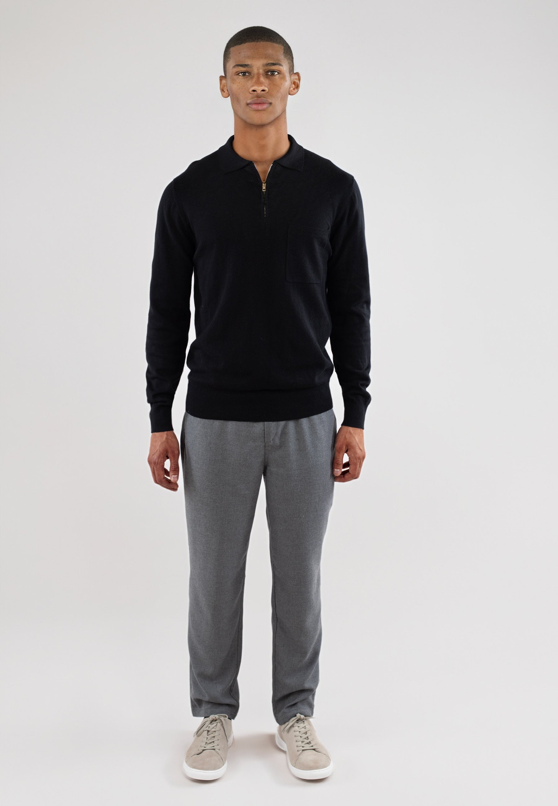 Lennox knitted half zip - Black