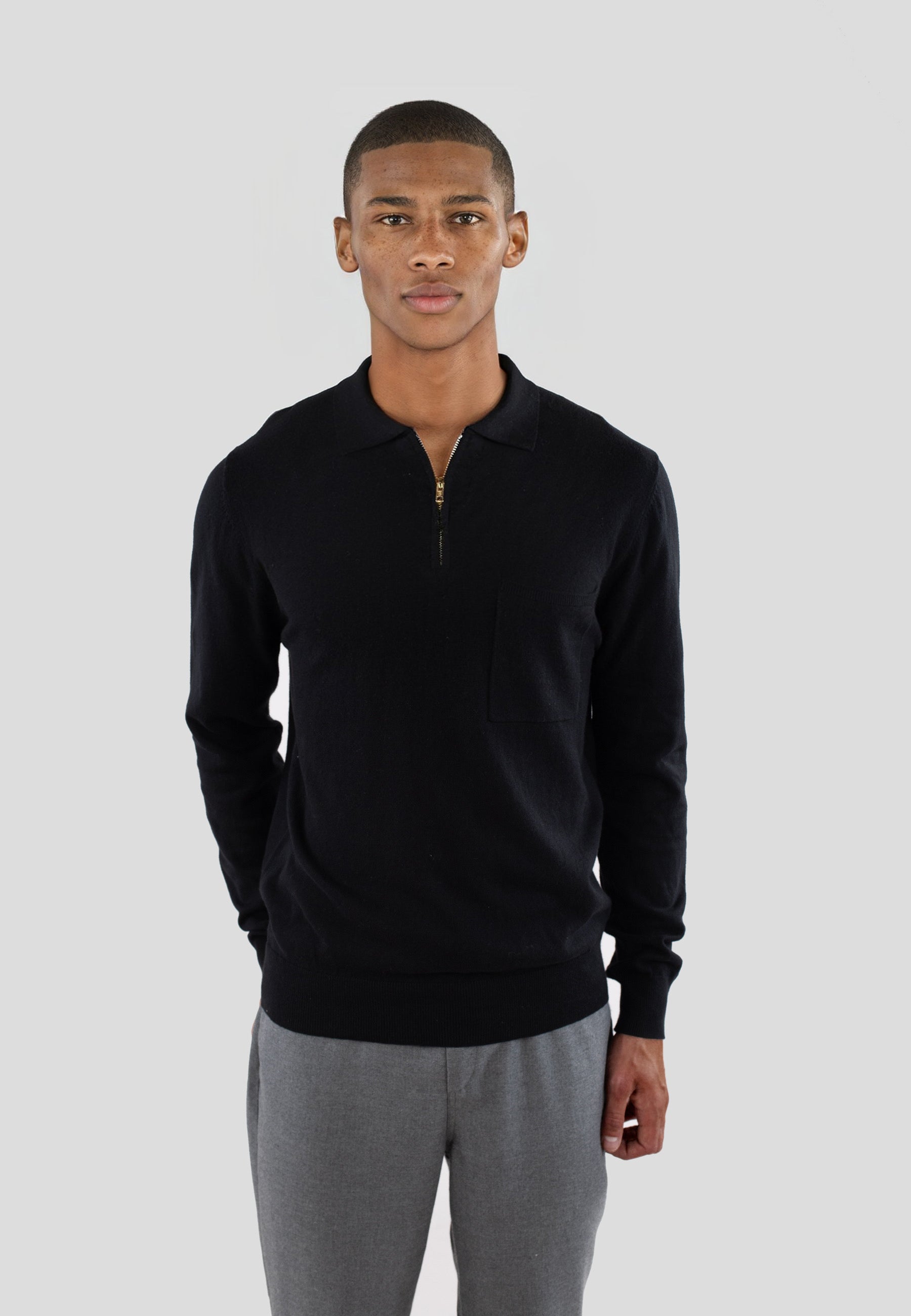 Lennox knitted half zip - Black