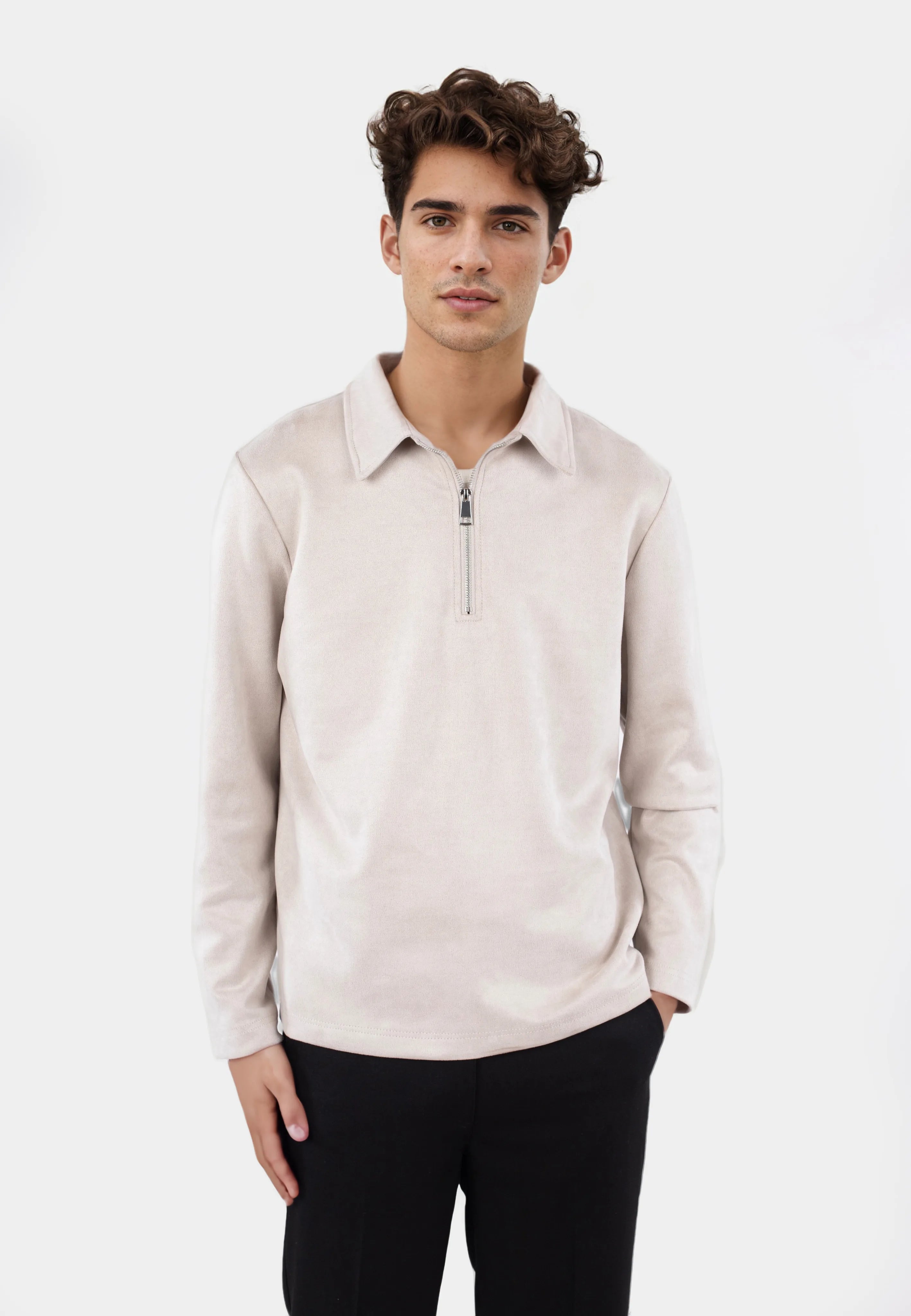 Leo vegan suede shirt - Light sand