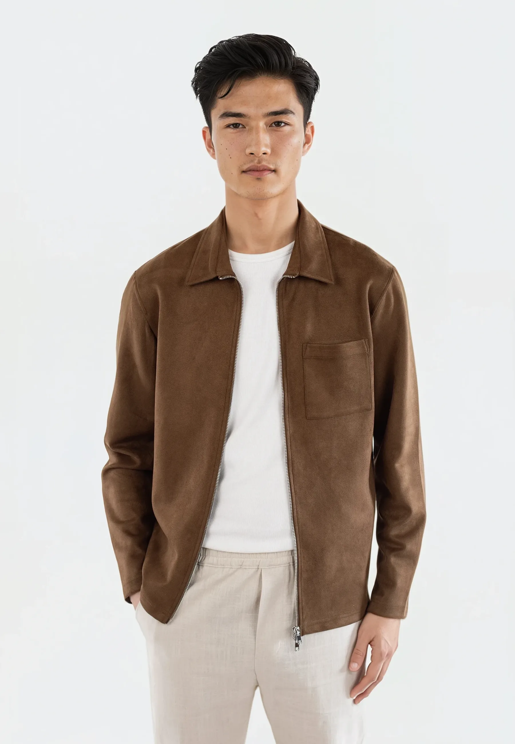 Neo vegan suede overshirt 2.0 - Brown