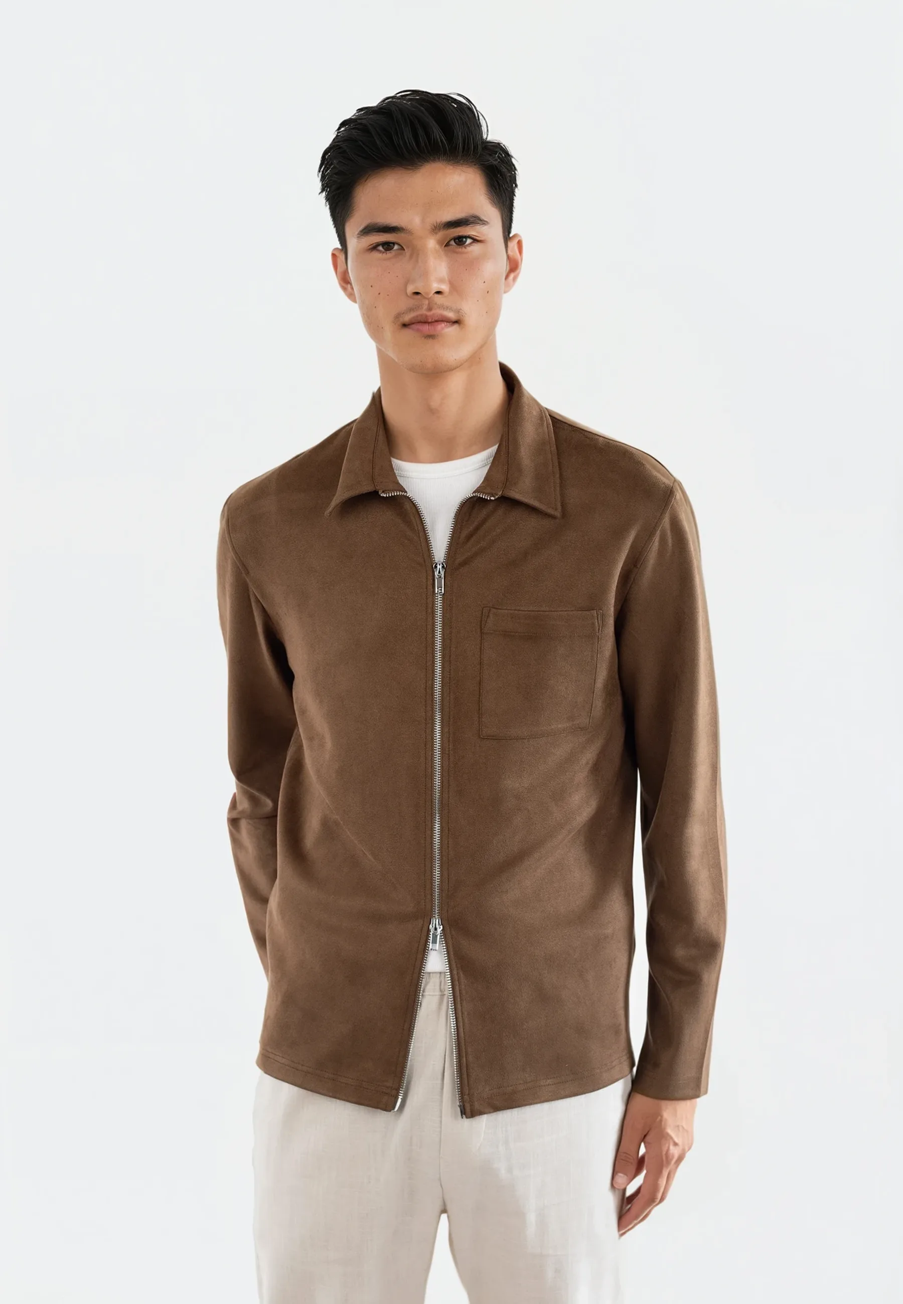 Neo vegan suede overshirt 2.0 - Brown
