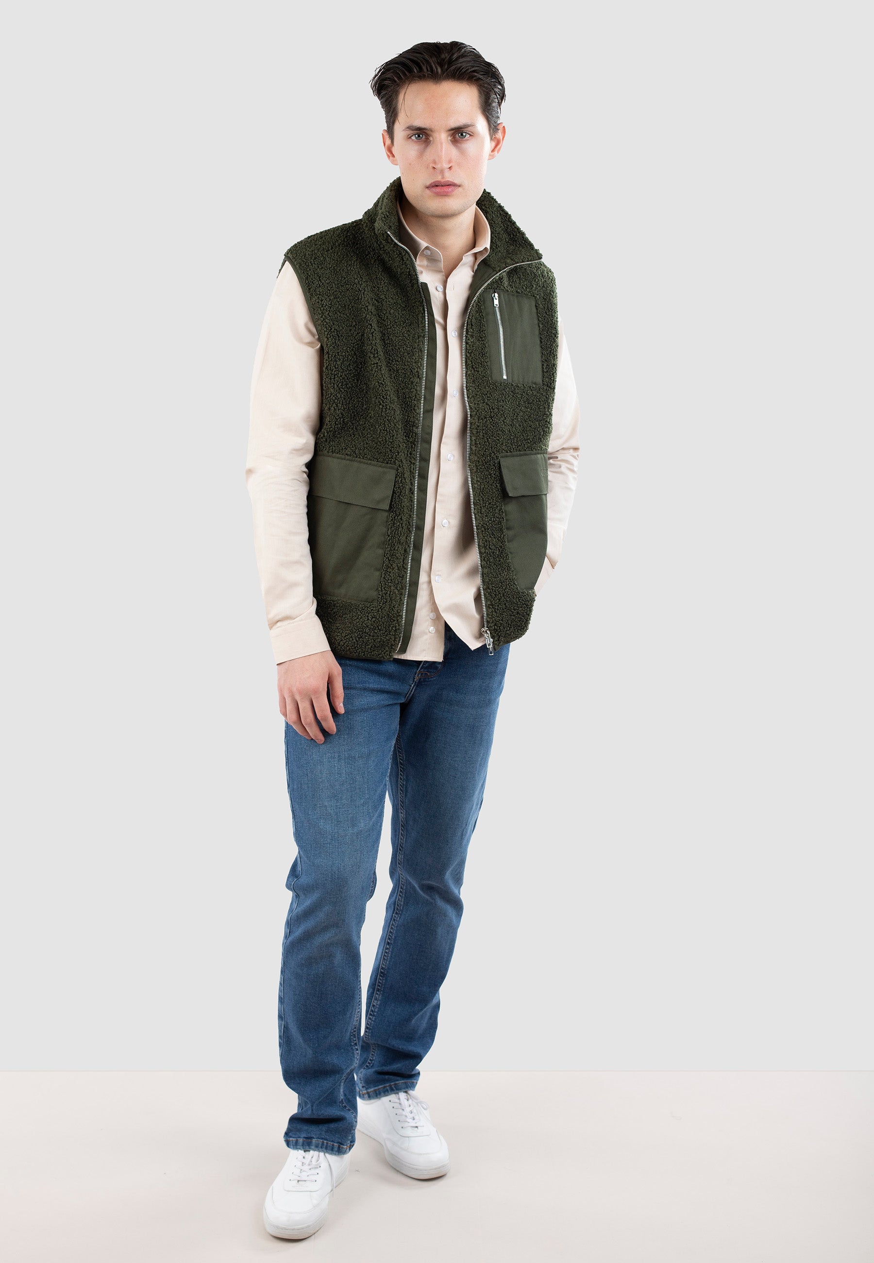 Remy pile vest - Moss green