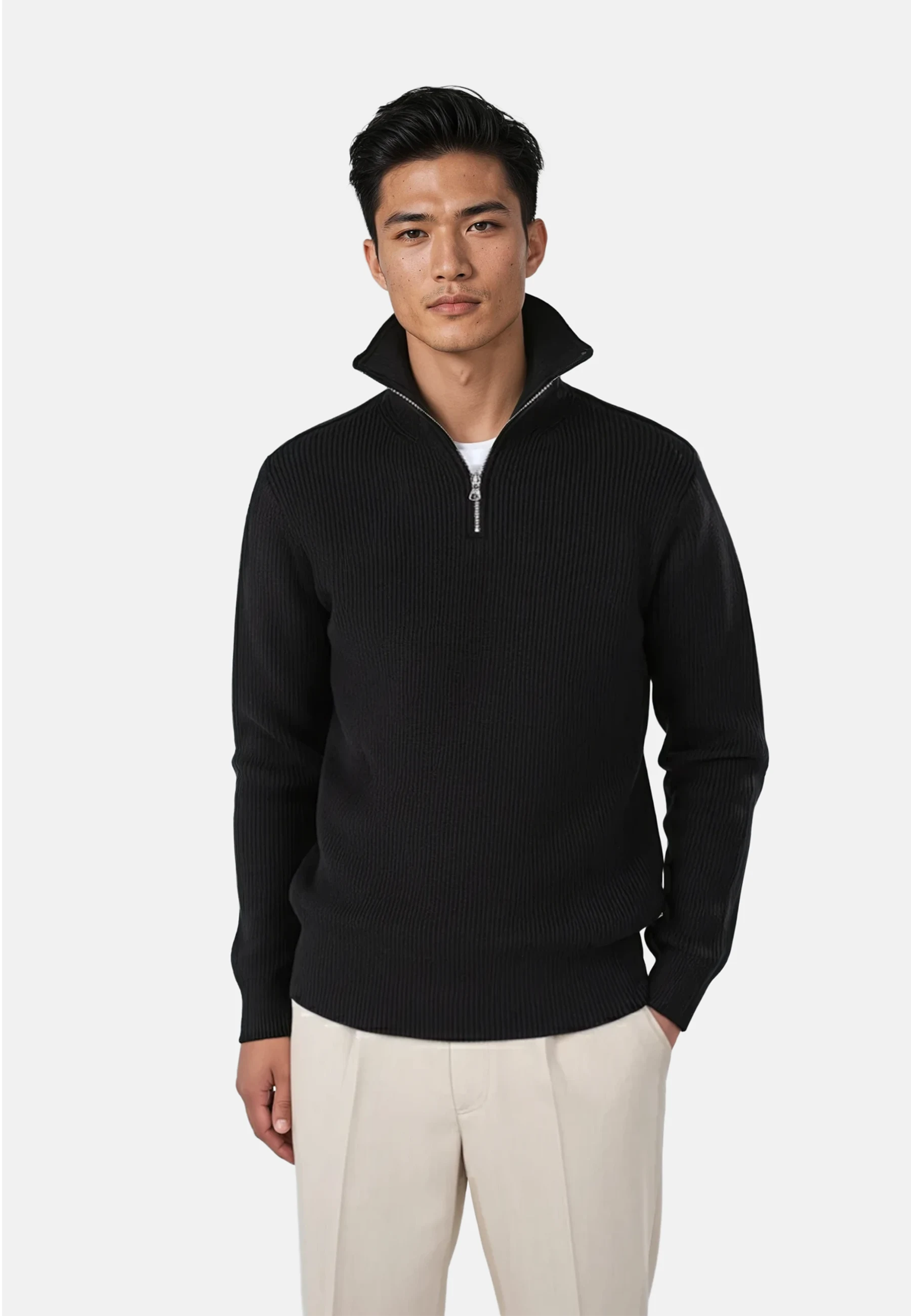 Reuben knitted half zip - Black
