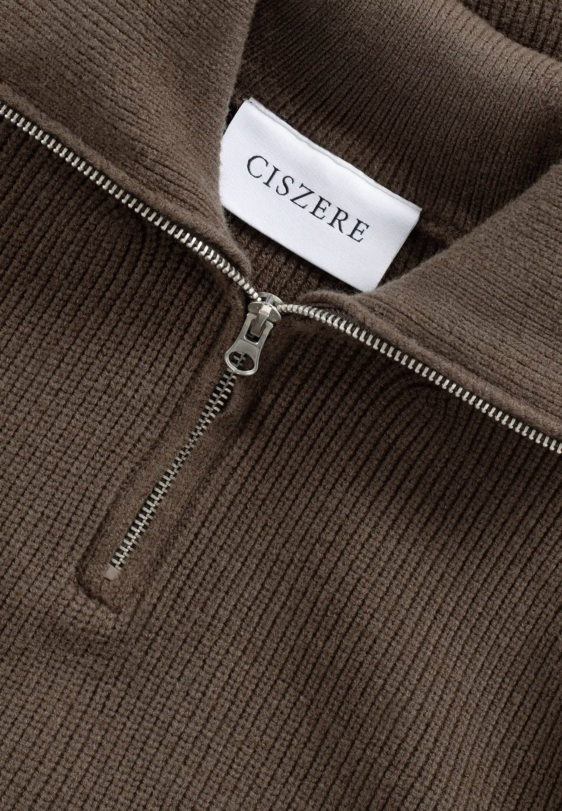Reuben knitted half zip - Brown