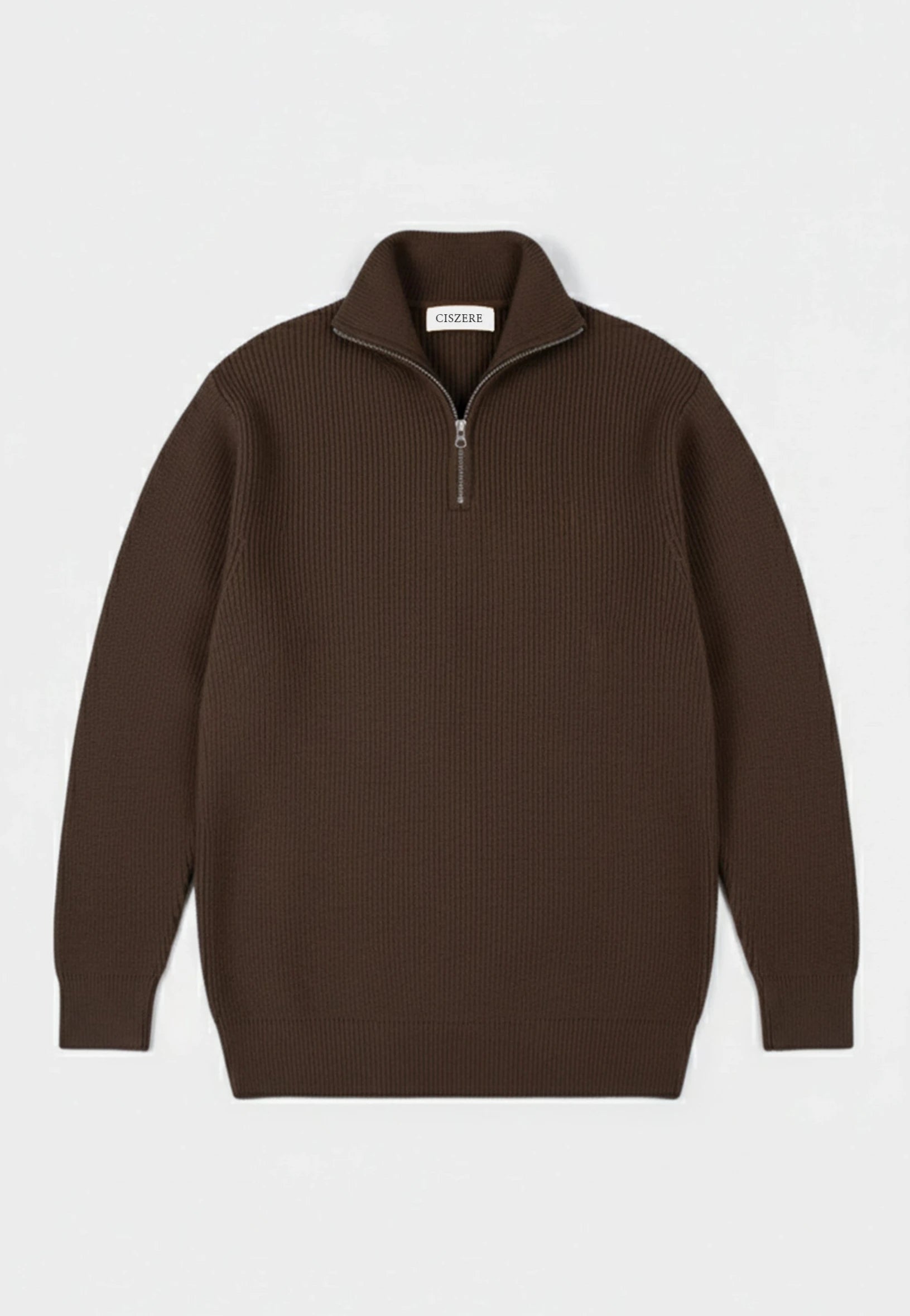 Reuben knitted half zip - Brown