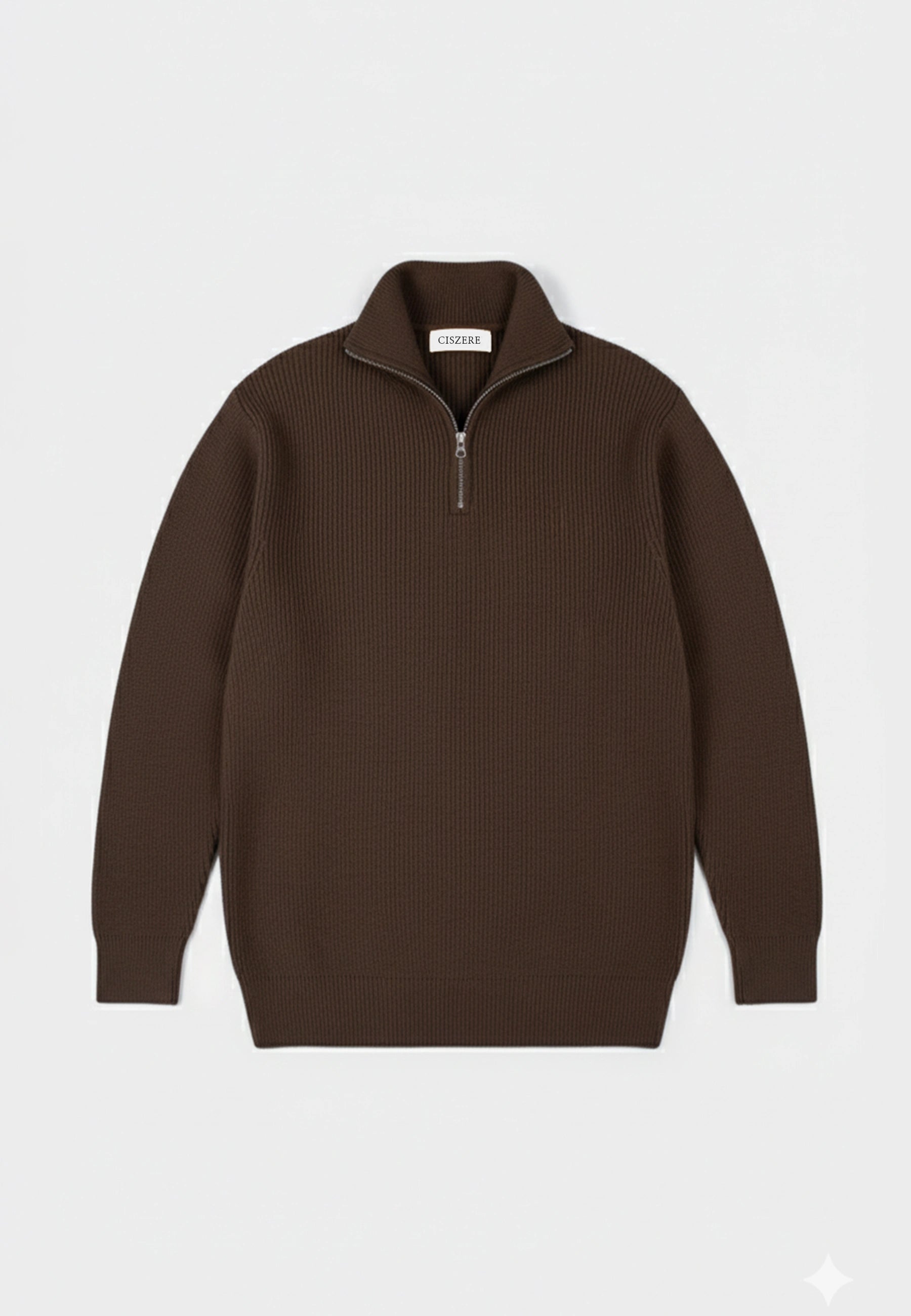 Reuben knitted half zip - Brown