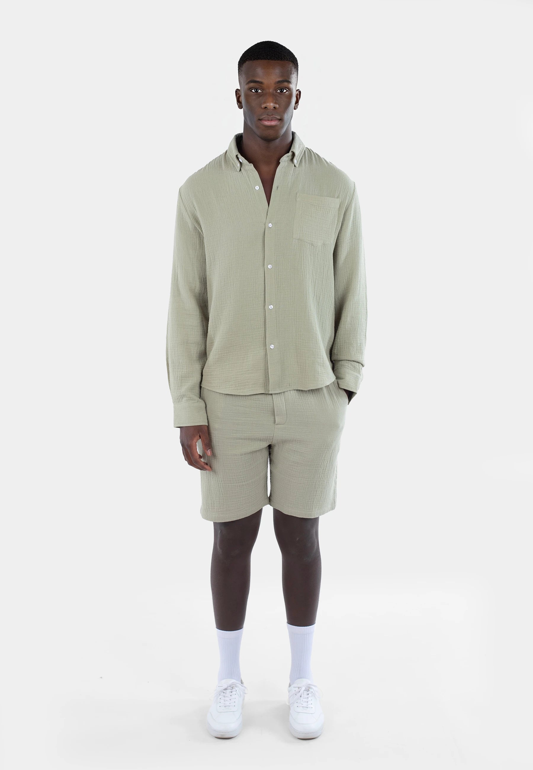 Gauze shirt set - Green