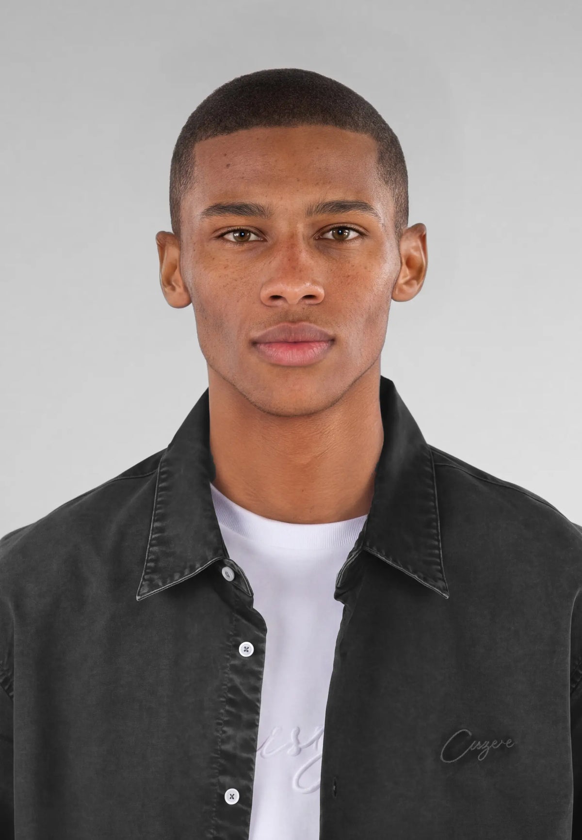 Algot washed oxford shirt - Black, on model