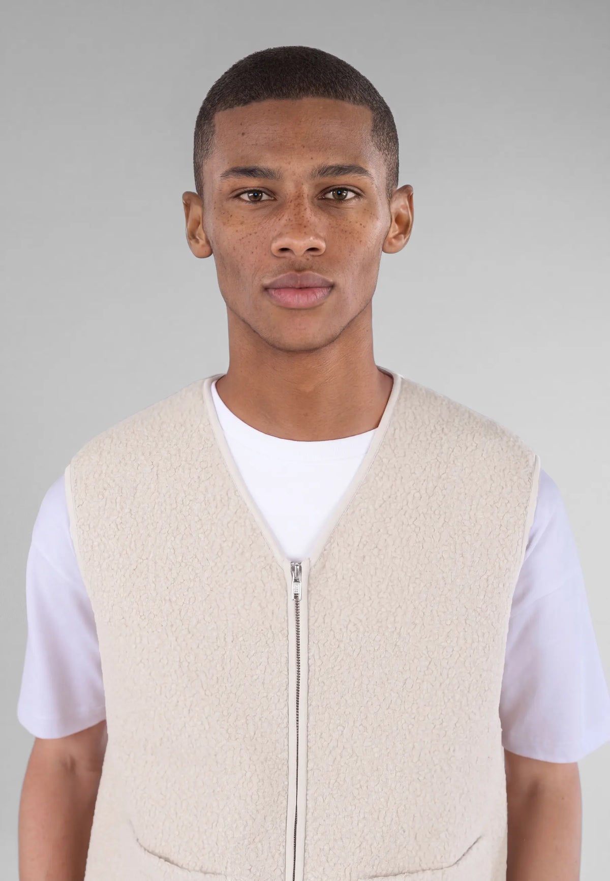 Avery boucle vest - Beige, detail view