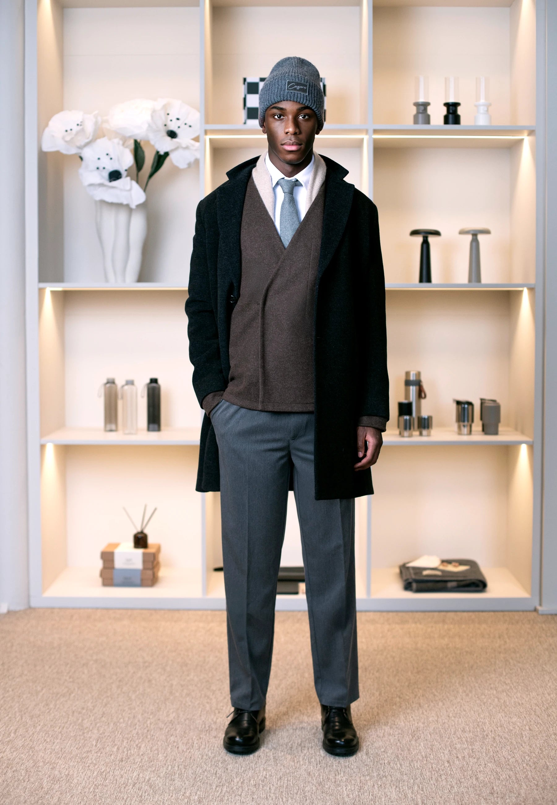 Ciszere AW26 Past Forward - wool coat over brown suiting