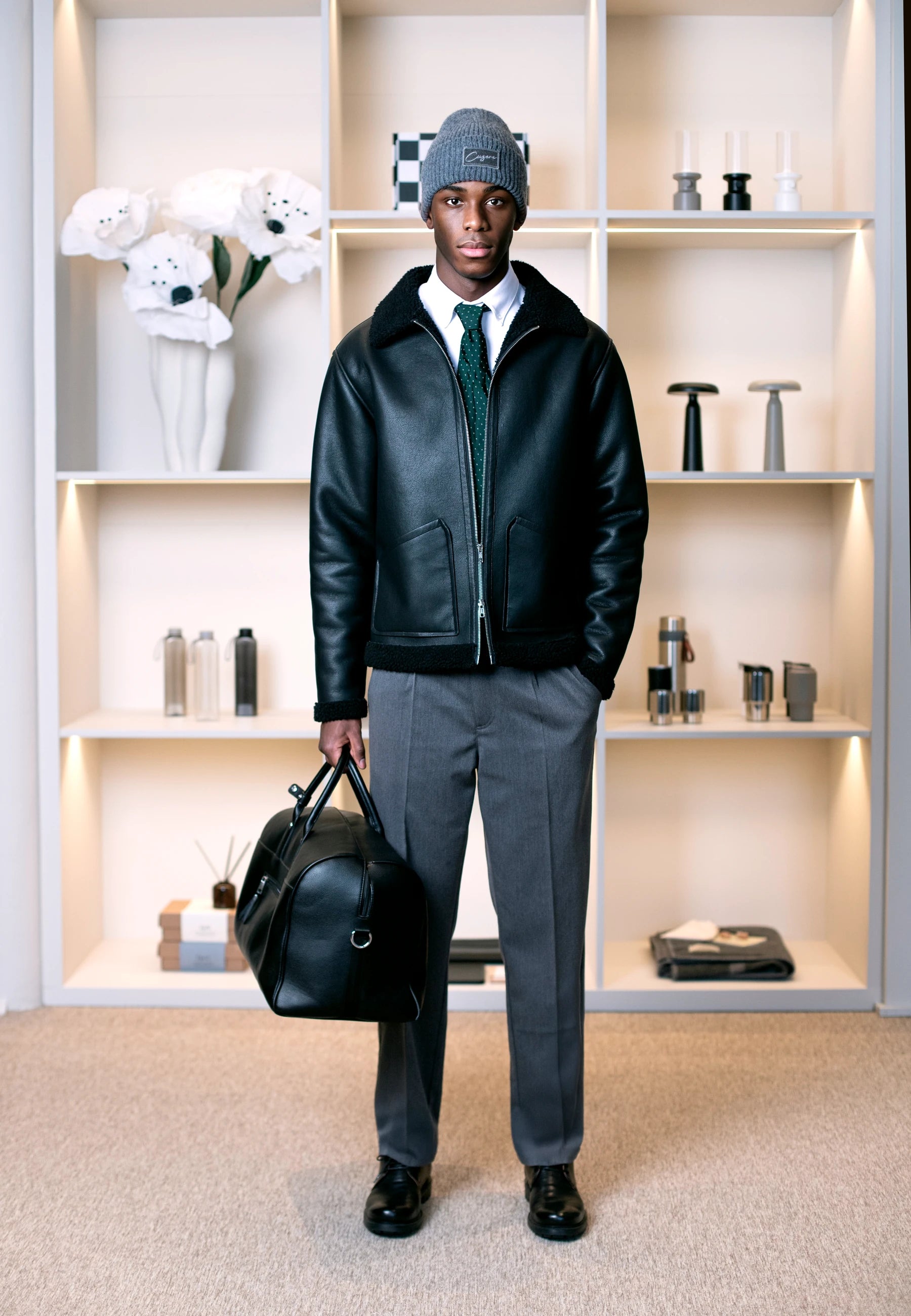 Ciszere AW26 Past Forward - leather jacket with weekend bag