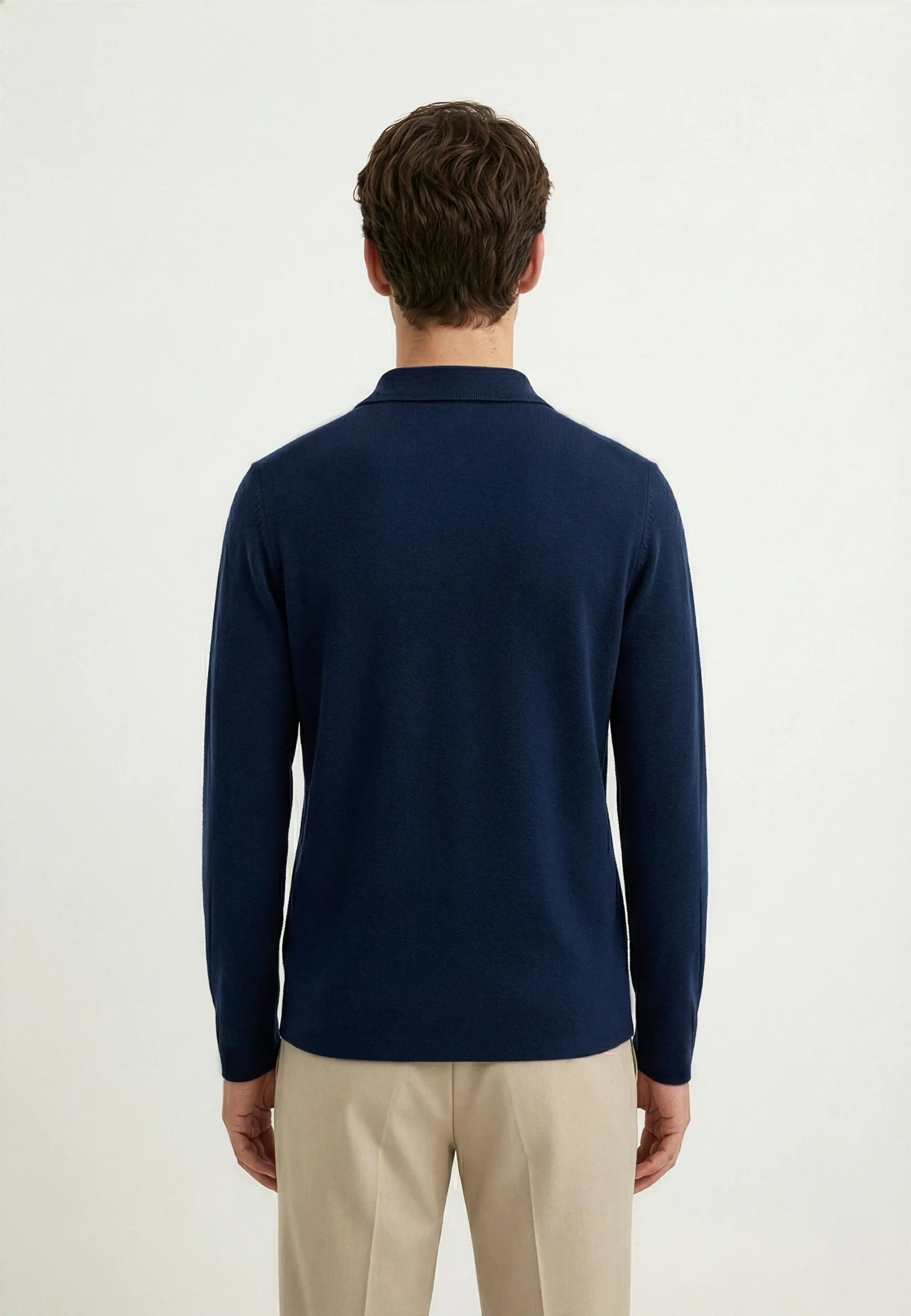 Caleb knitted half zip - Blue