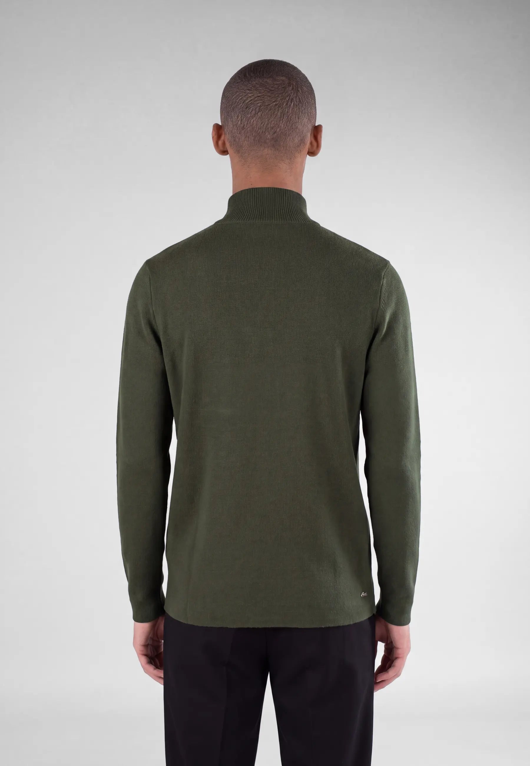 Cemal knitted high collar - Green, back view on model