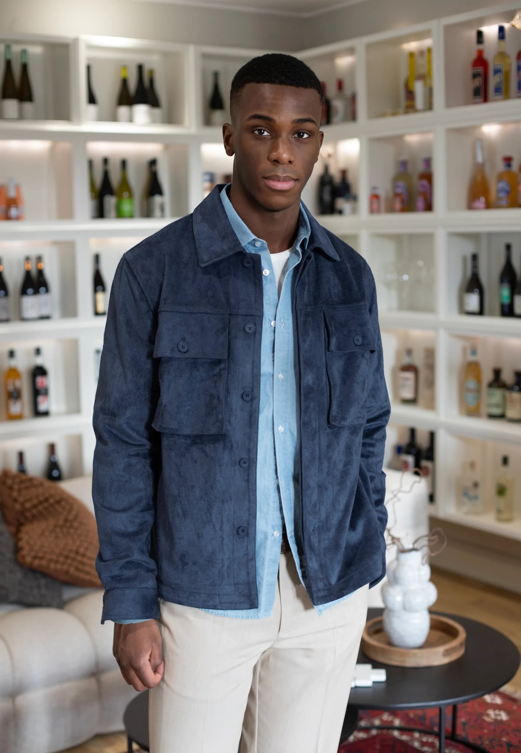Ciszere editorial - navy suede overshirt