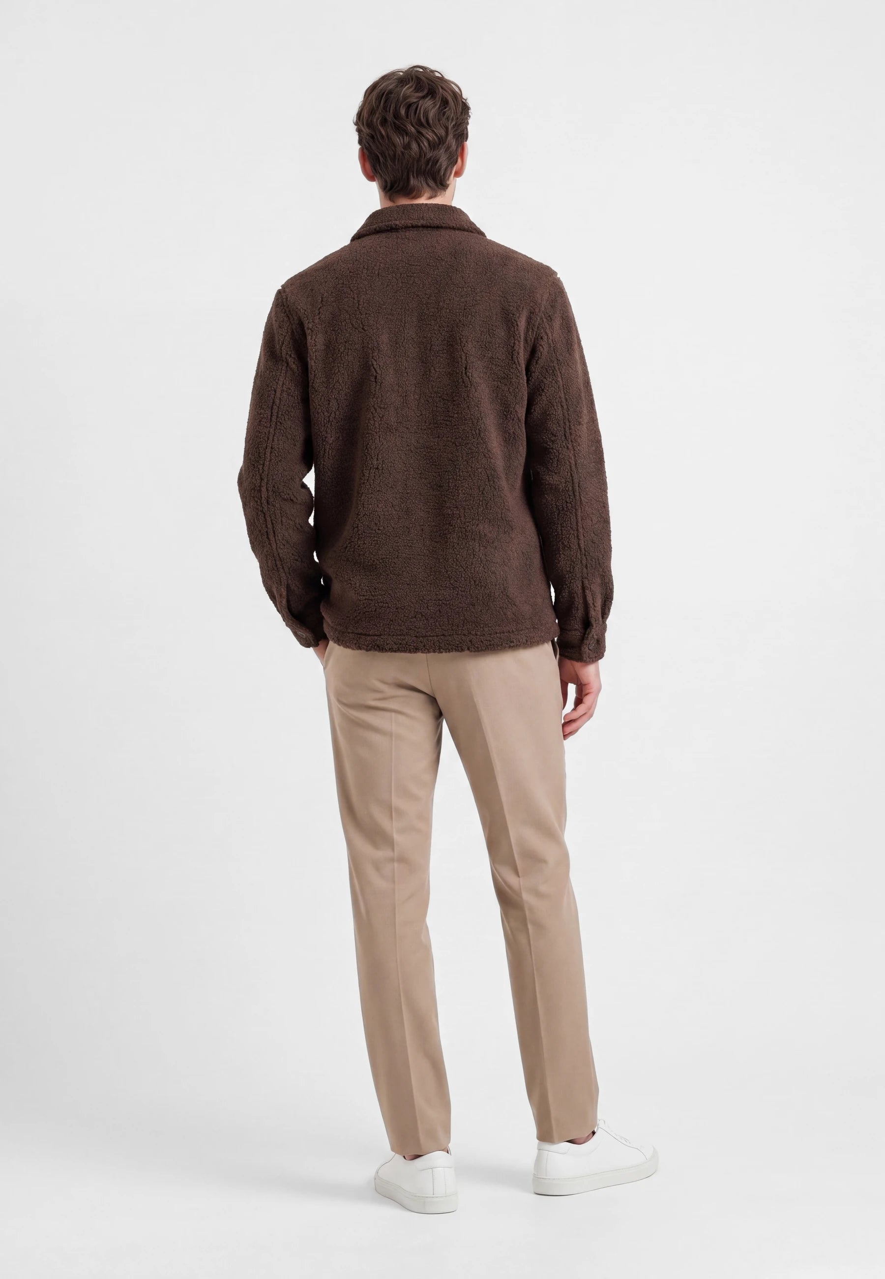 Dani boucle overshirt - Brown, back view on model
