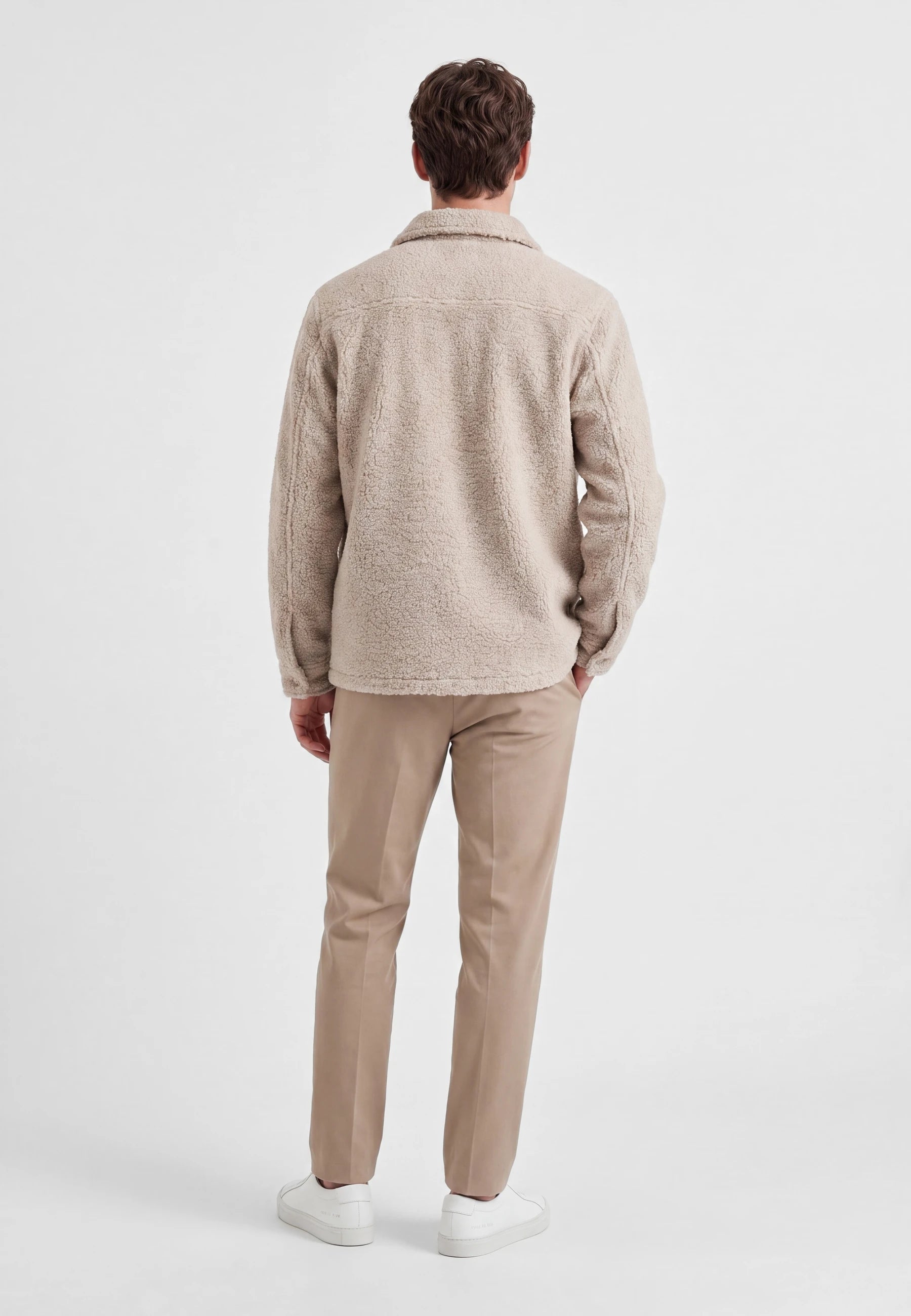 Dani Boucle overshirt - Beige, back view on model