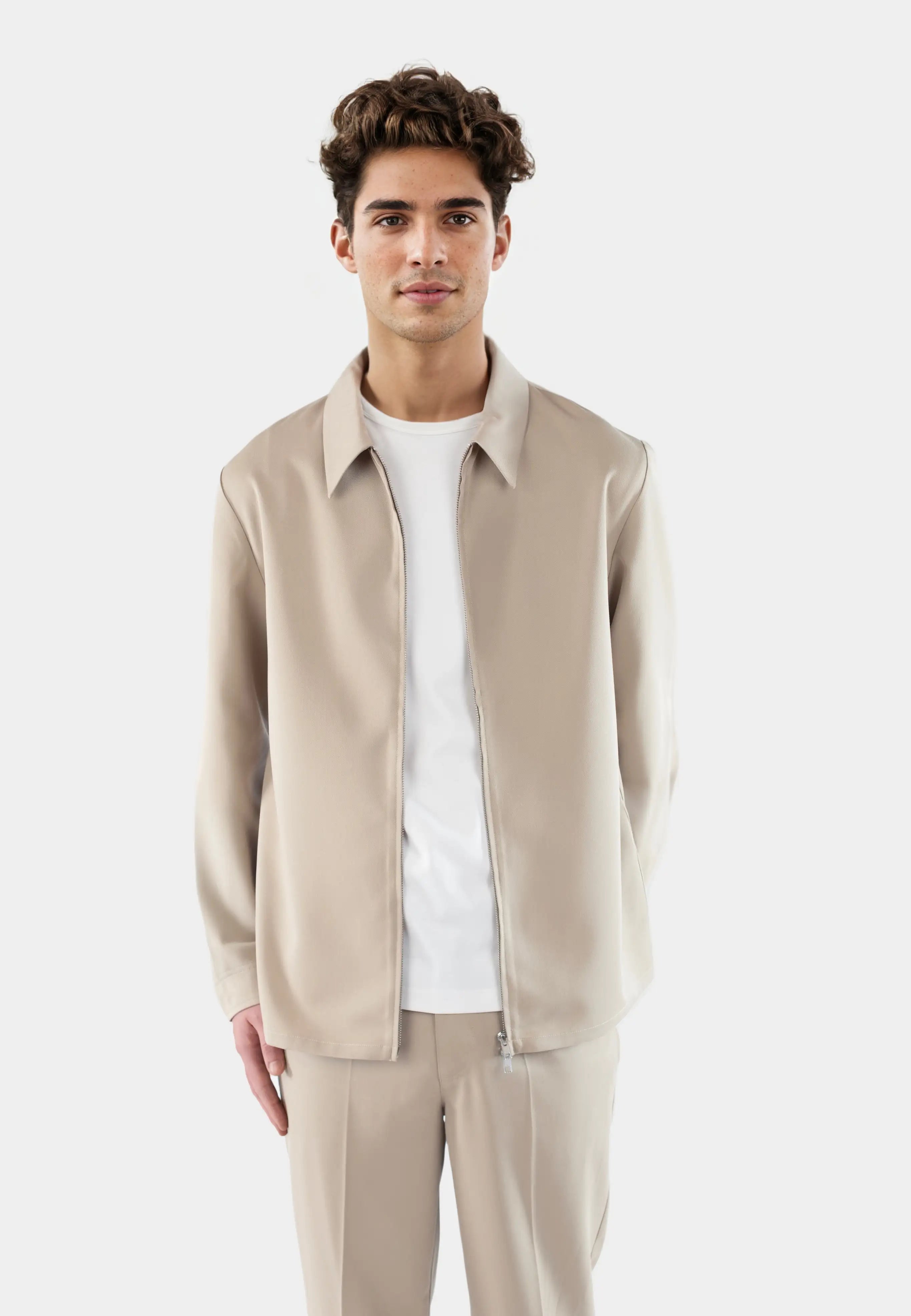 Evander suit zip overshirt - Light brown