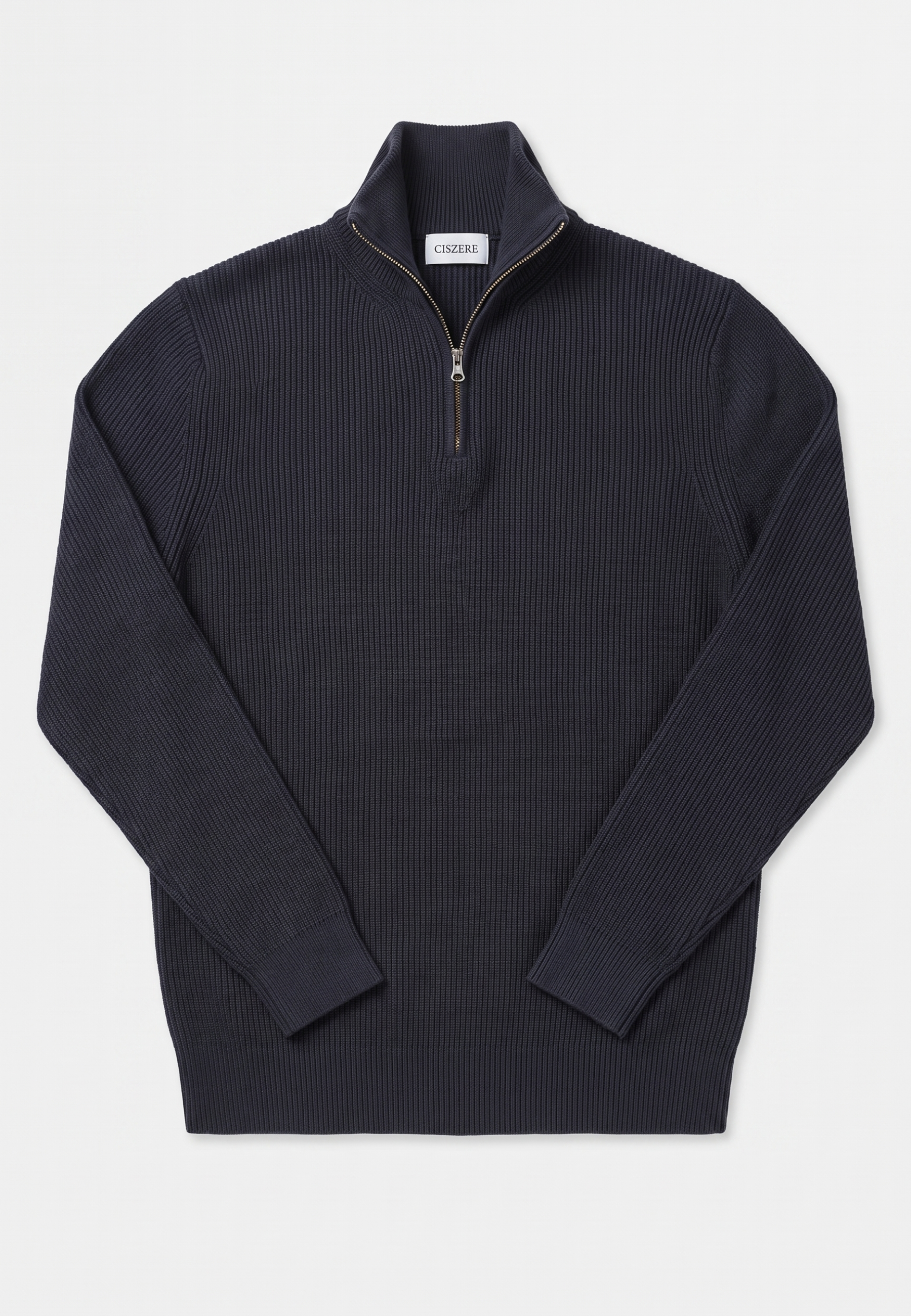 Reuben knitted half zip - Midnight ocean blue