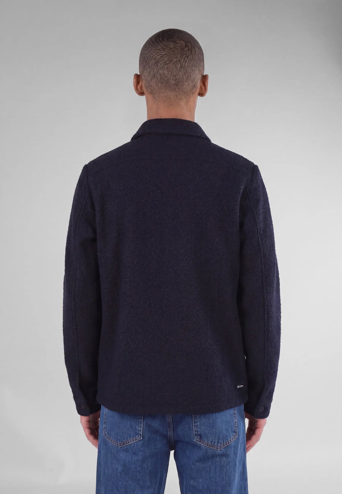 Fred boucle overshirt - Navy, back view on model