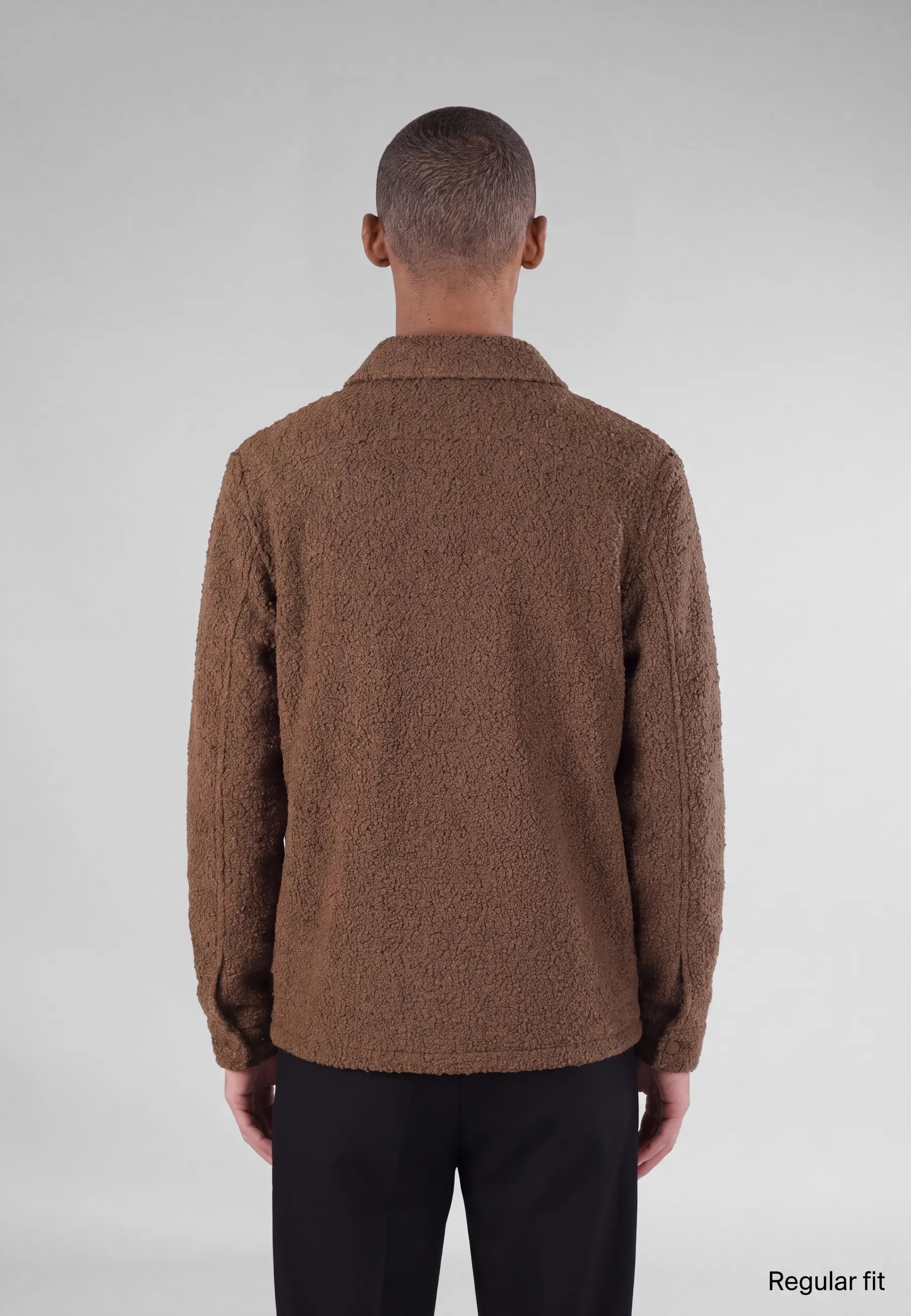 Fred boucle overshirt - Brown, back view on model