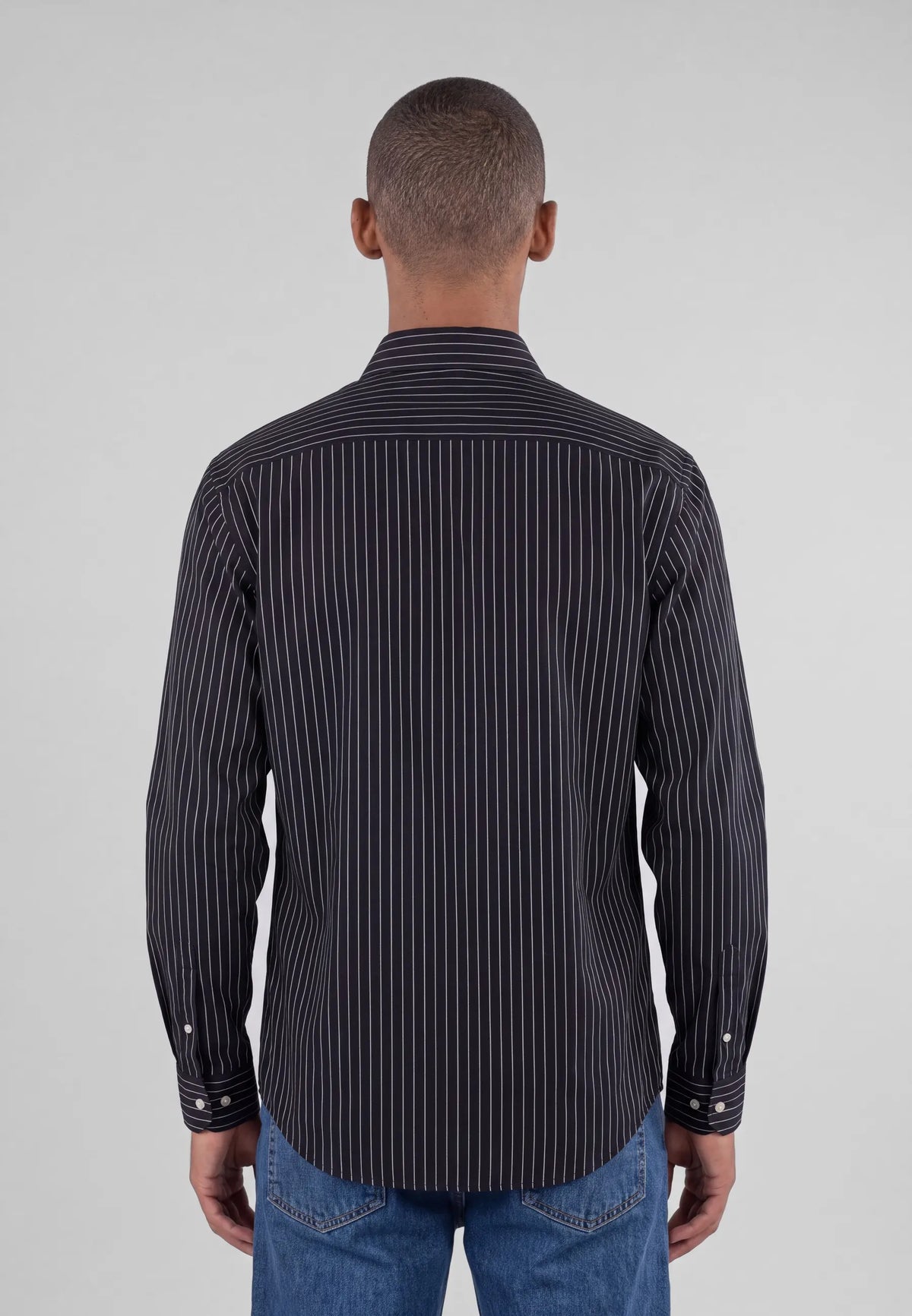 Herd printed shirt - White, back view on model