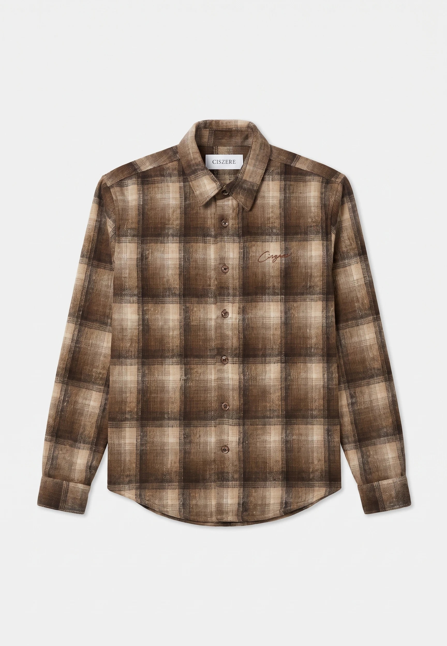 Leon checked shirt - Brown checked, flat lay