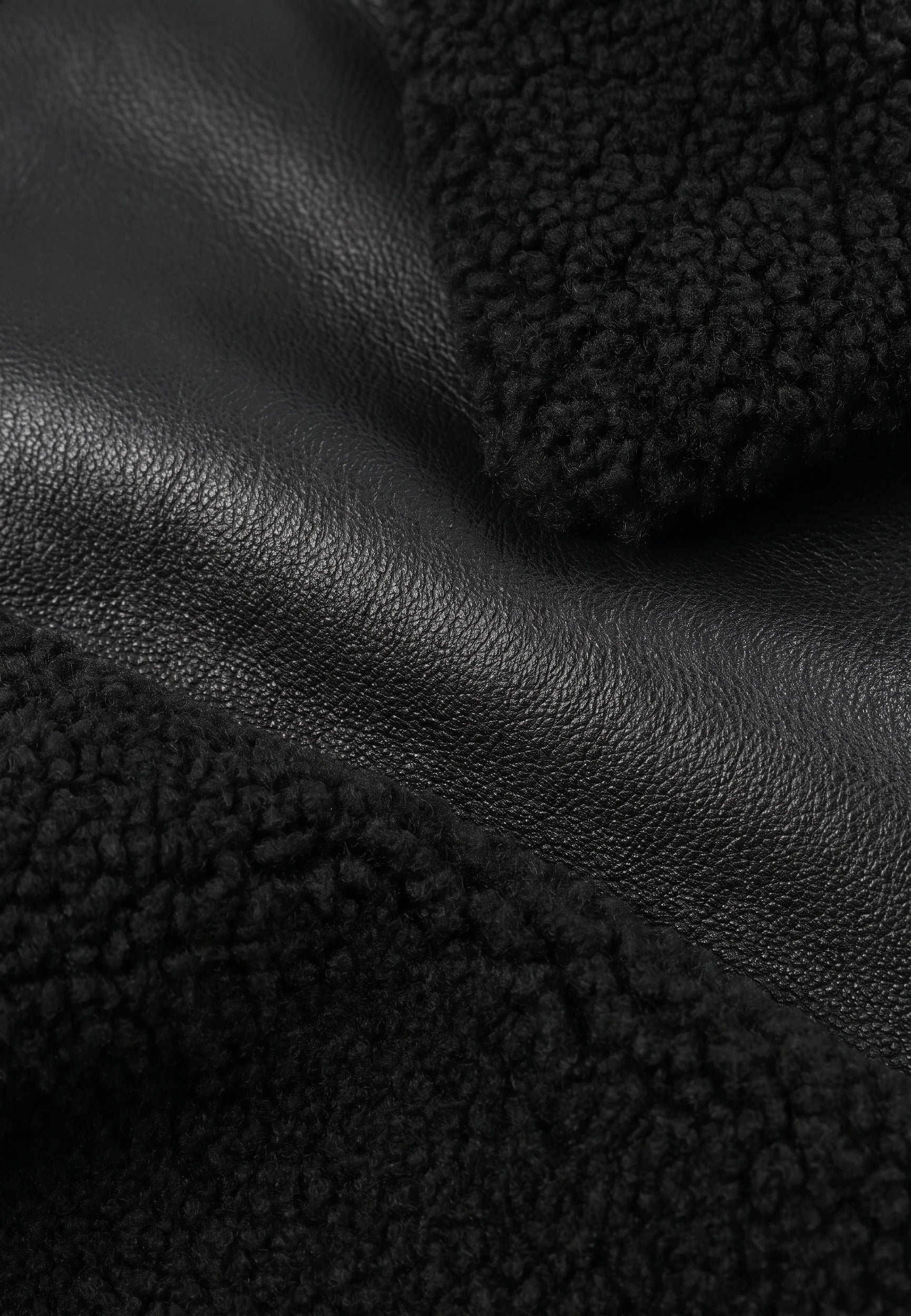 Loux shearling jacket - Black, fabric close up