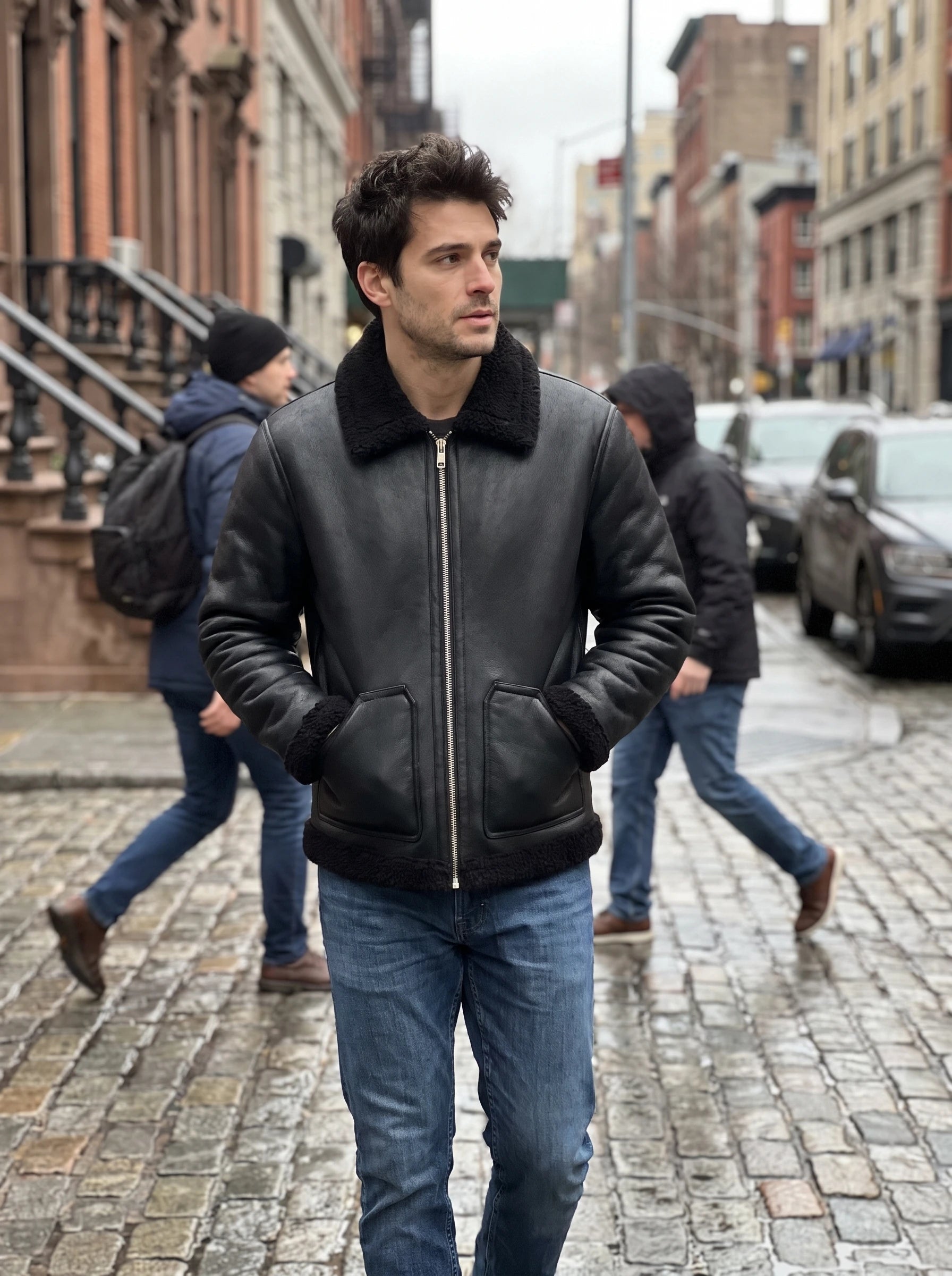 Loux shearling jakke - Sort