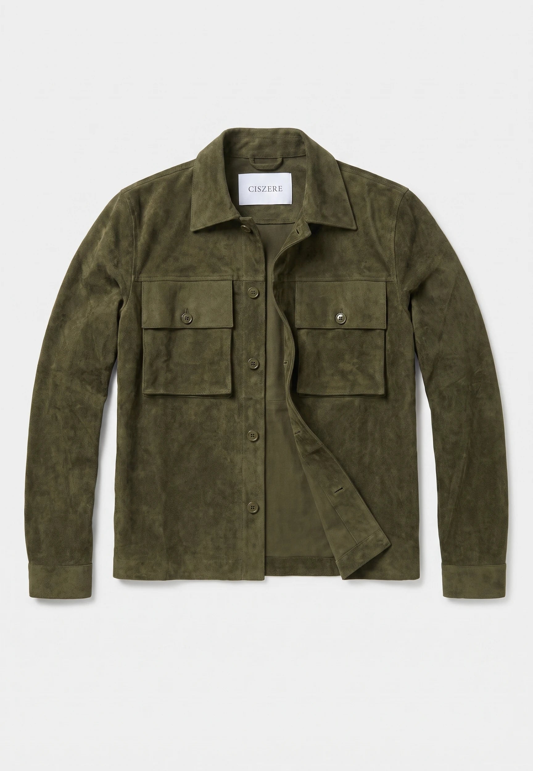 Nash vegan suede jacket - Moss green, flat lay