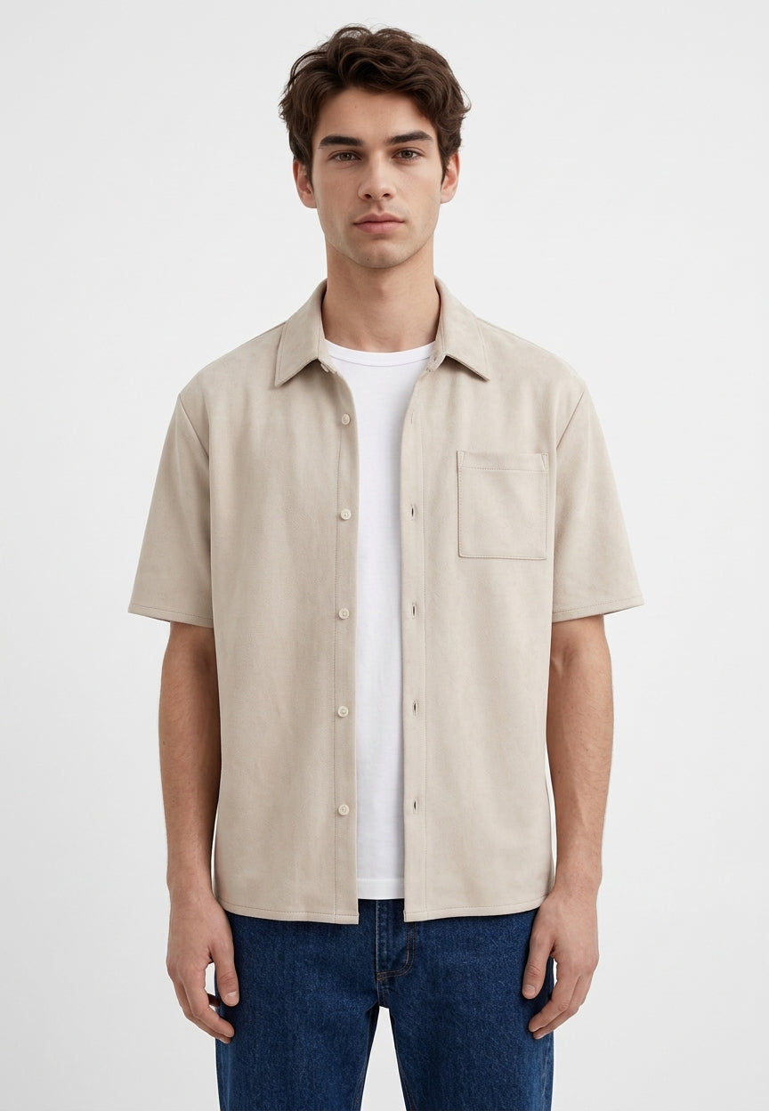 Nathan vegan suede shirt - Beige