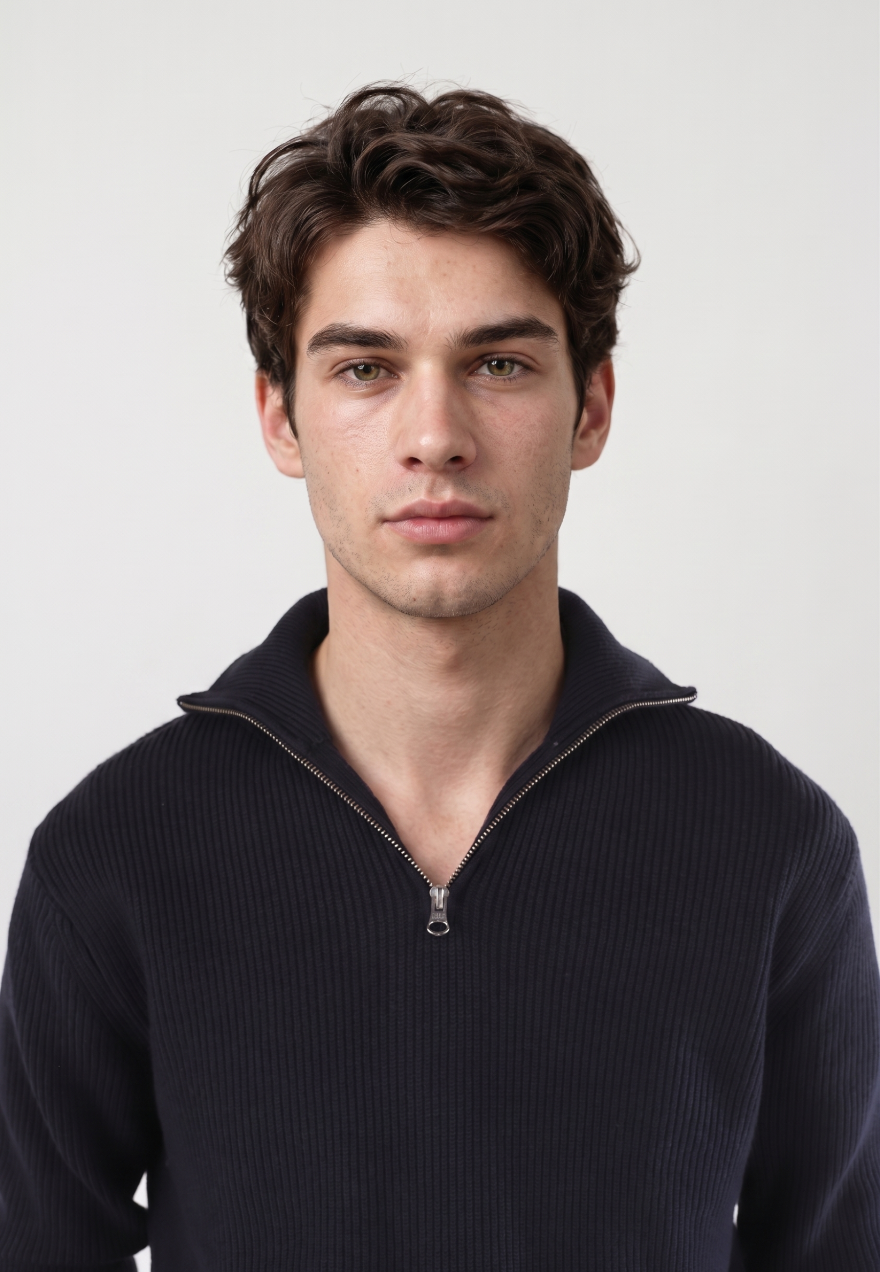 Reuben knitted half zip - Midnight ocean blue