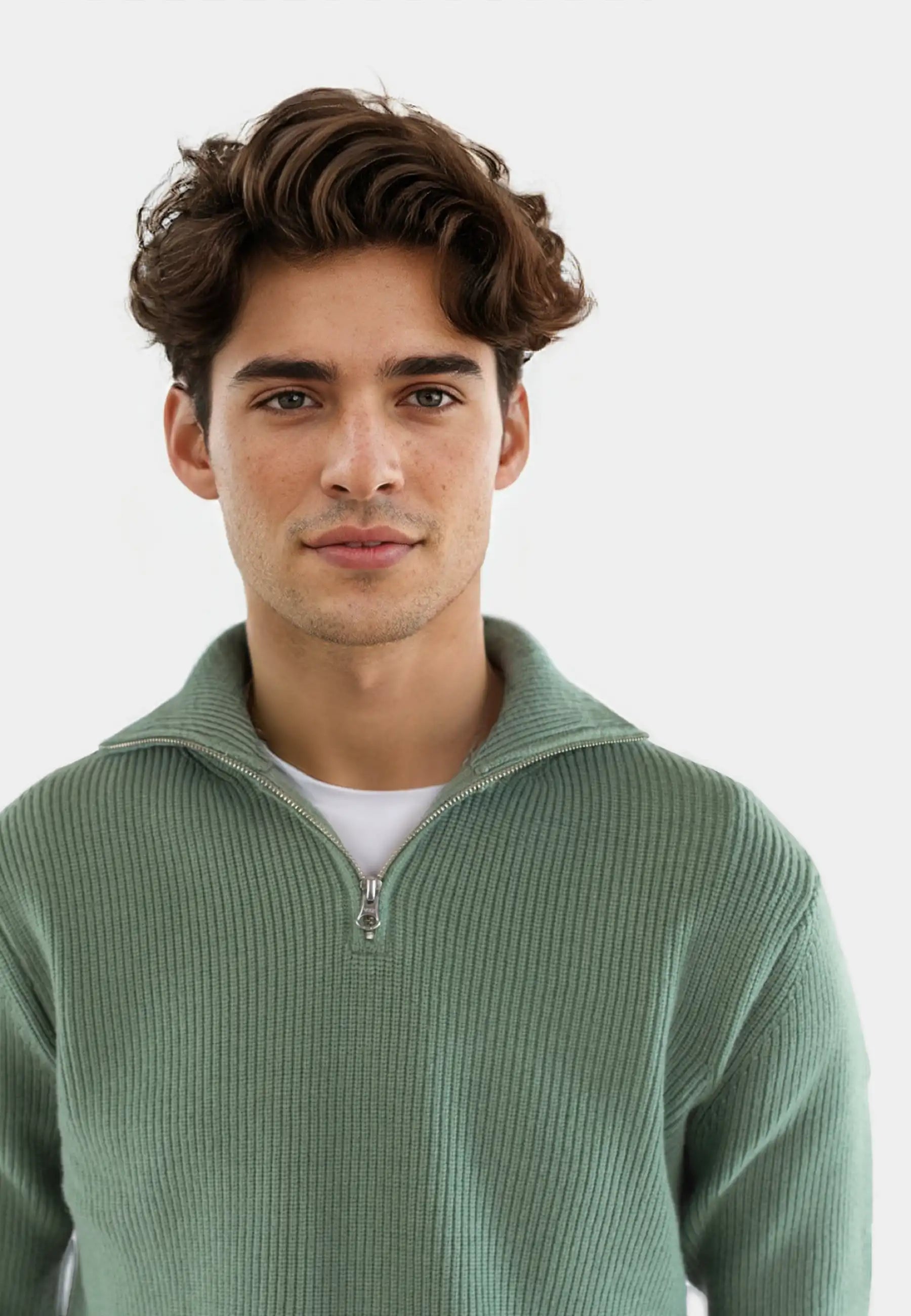 Reuben knitted half zip sweater - Light green