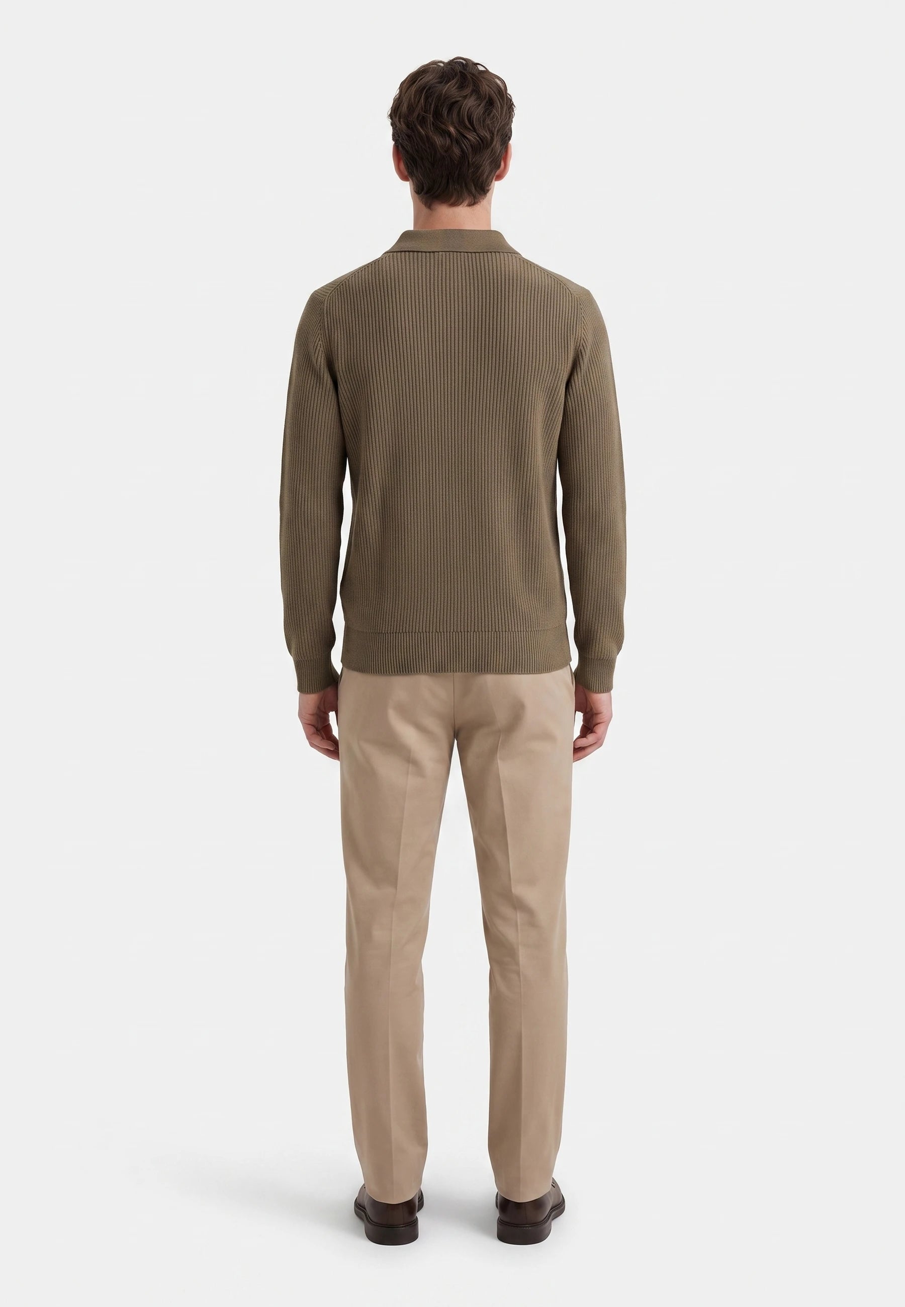Derek knitted polo - Mocha brown