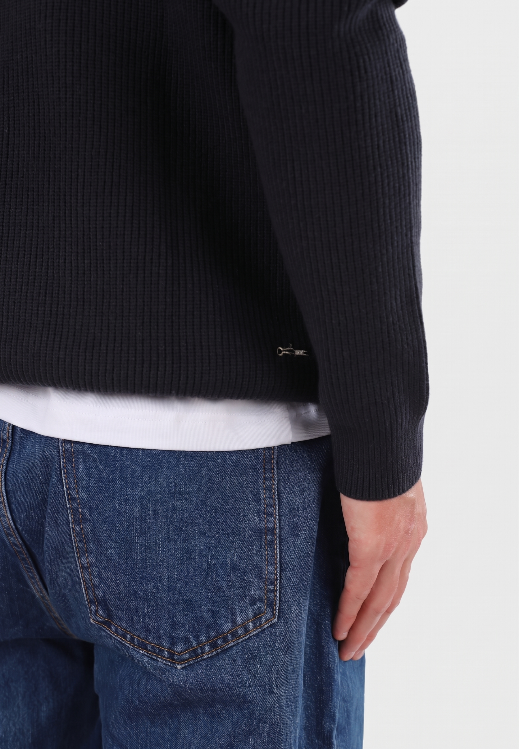 Reuben knitted half zip - Midnight ocean blue